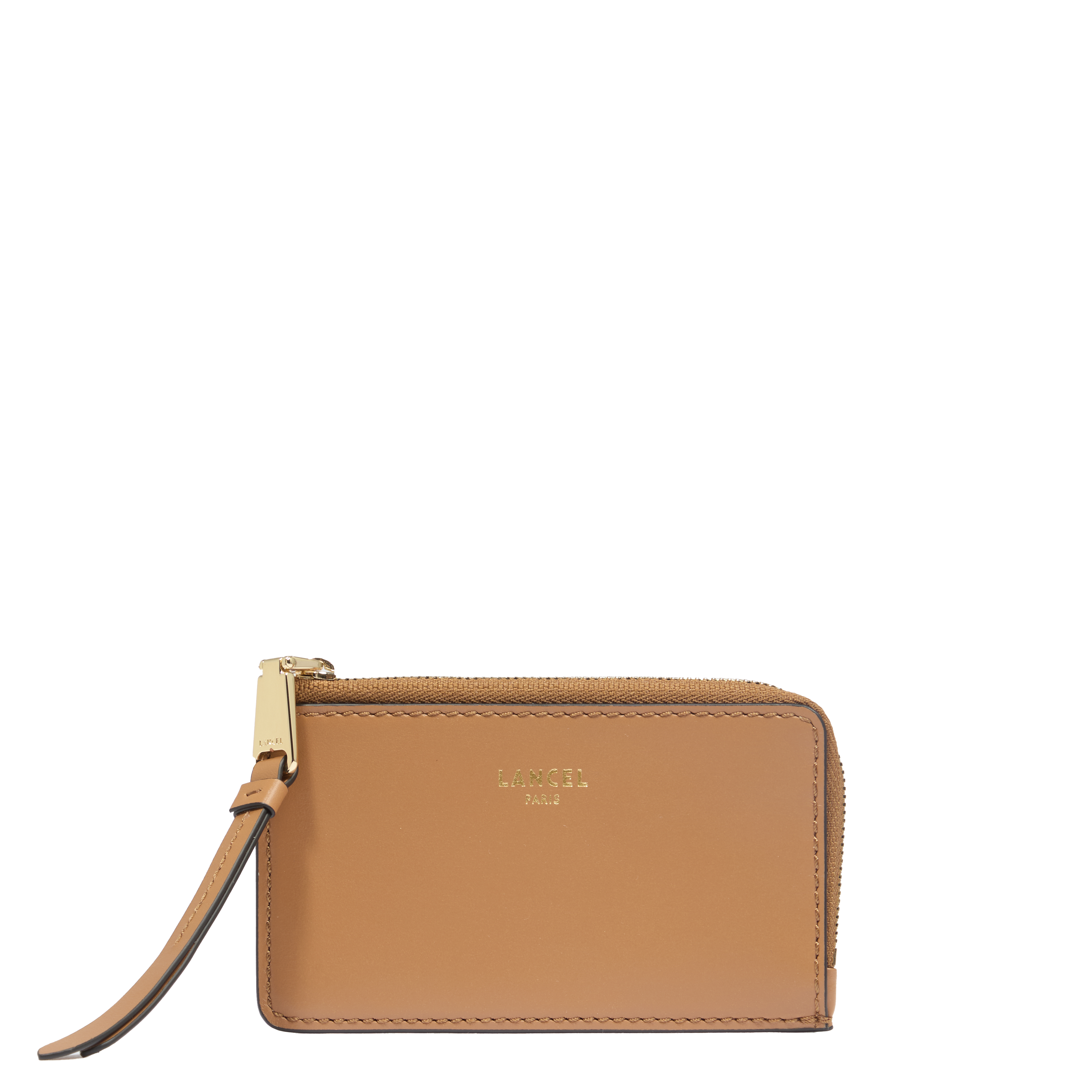 LANCEL Porte-cartes zippé origami de lancel en cuir Marron