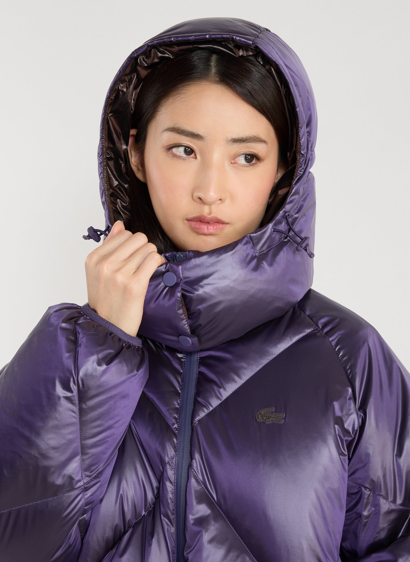 Doudoune oversize courte à capuche LACOSTE Violet
