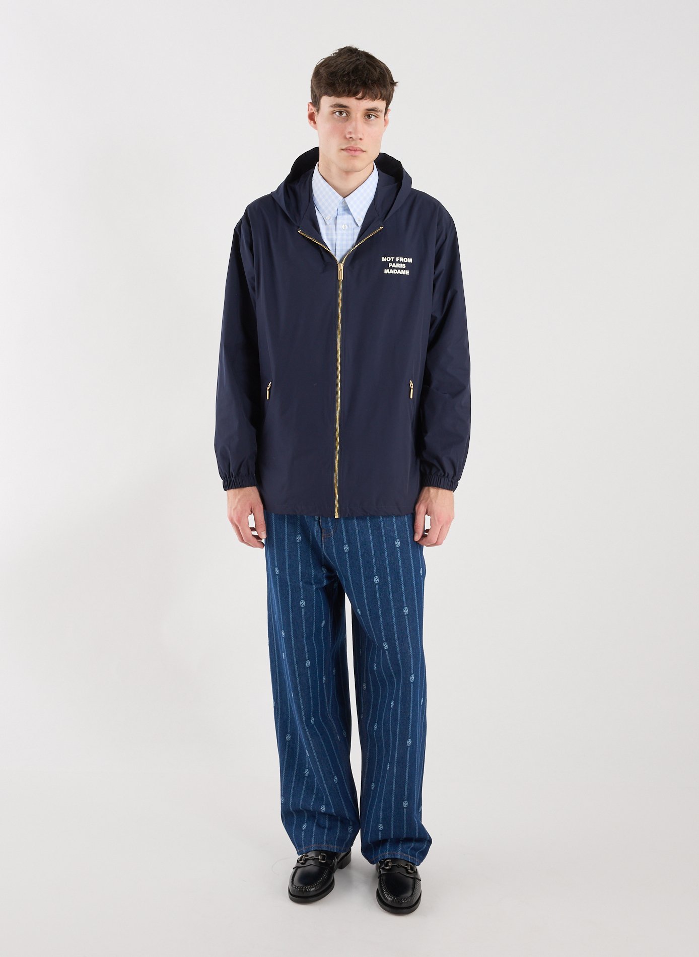 Printed oversized hoodie coat DROLE DE MONSIEUR Blue