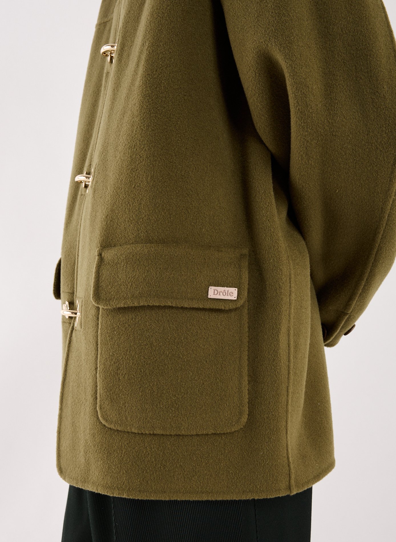 Veste Caban en laine mélangée DROLE DE MONSIEUR Kaki