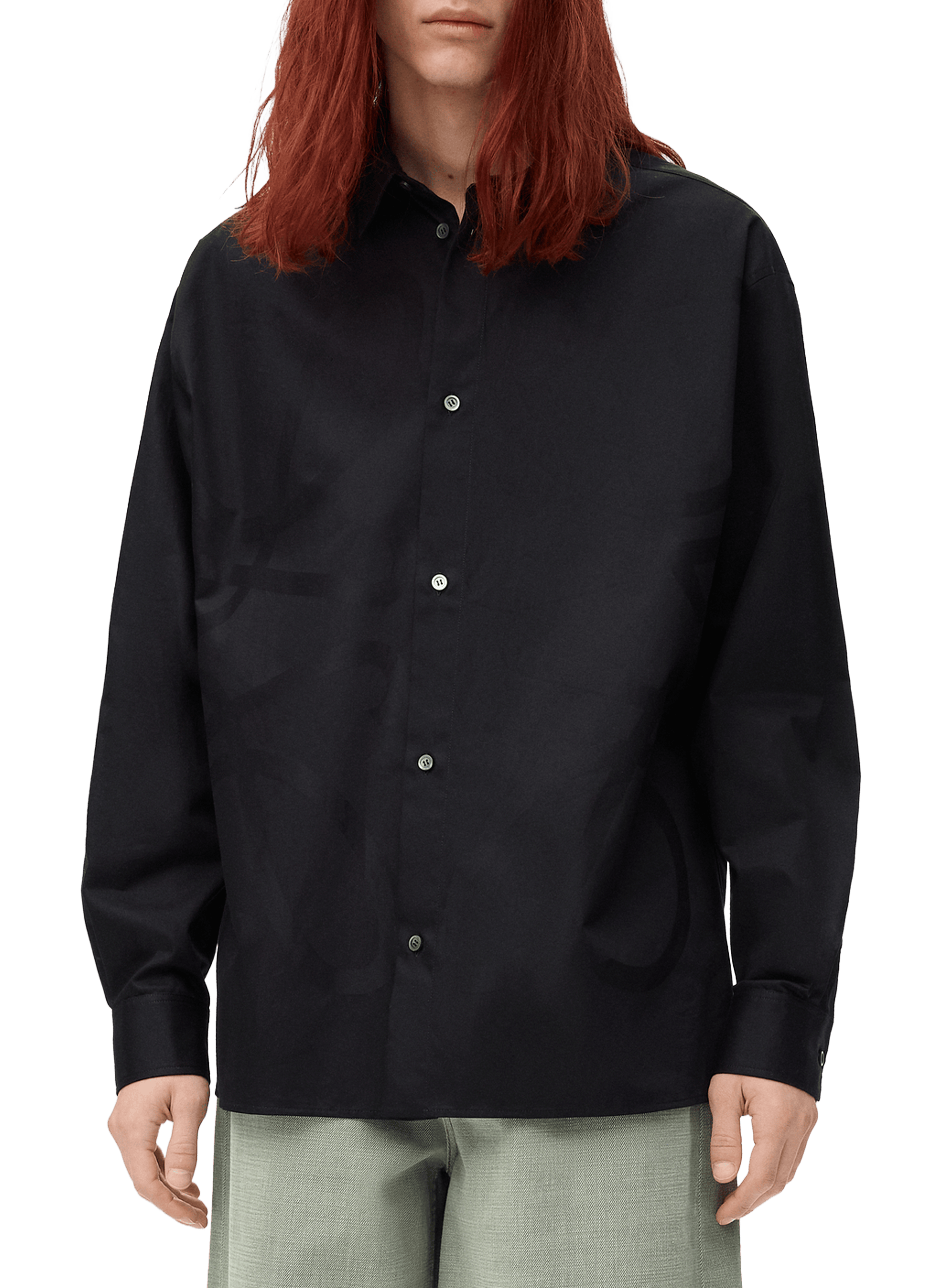 LOEWE Anagram jacquard shirt in cotton twill Black