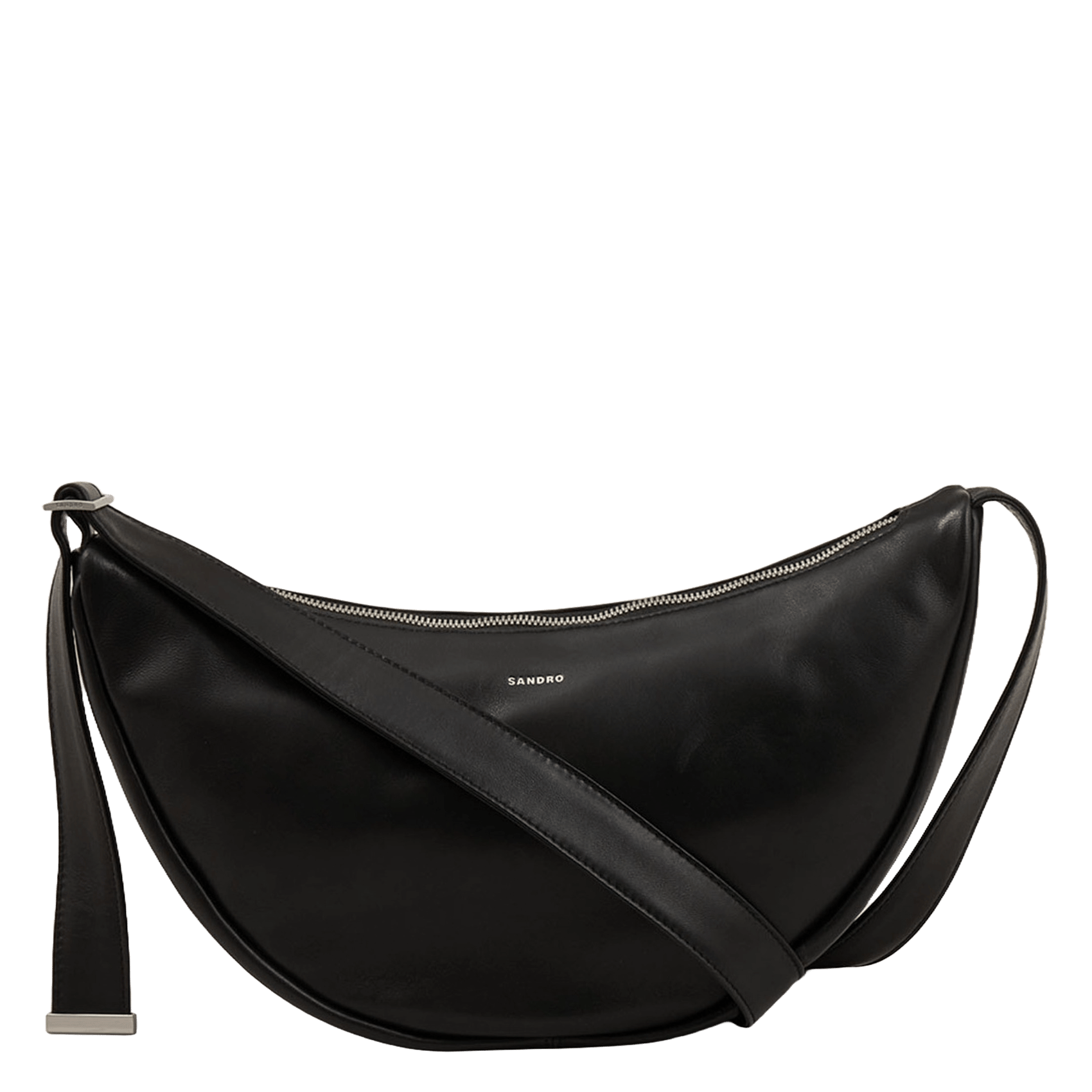Sac hobo bandoulière en cuir SANDRO Noir