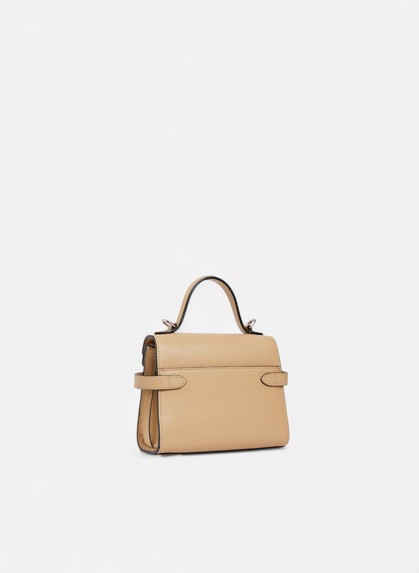 Petit sac à main double rabat emilie en cuir grainé LE TANNEUR Beige