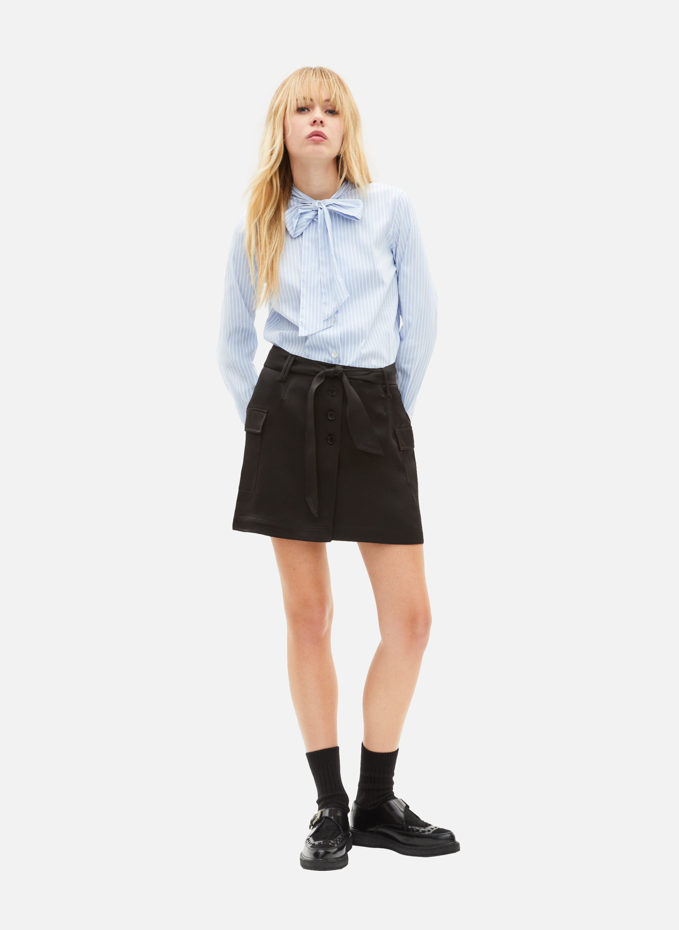 Jupe courte en satin THE KOOPLES Noir