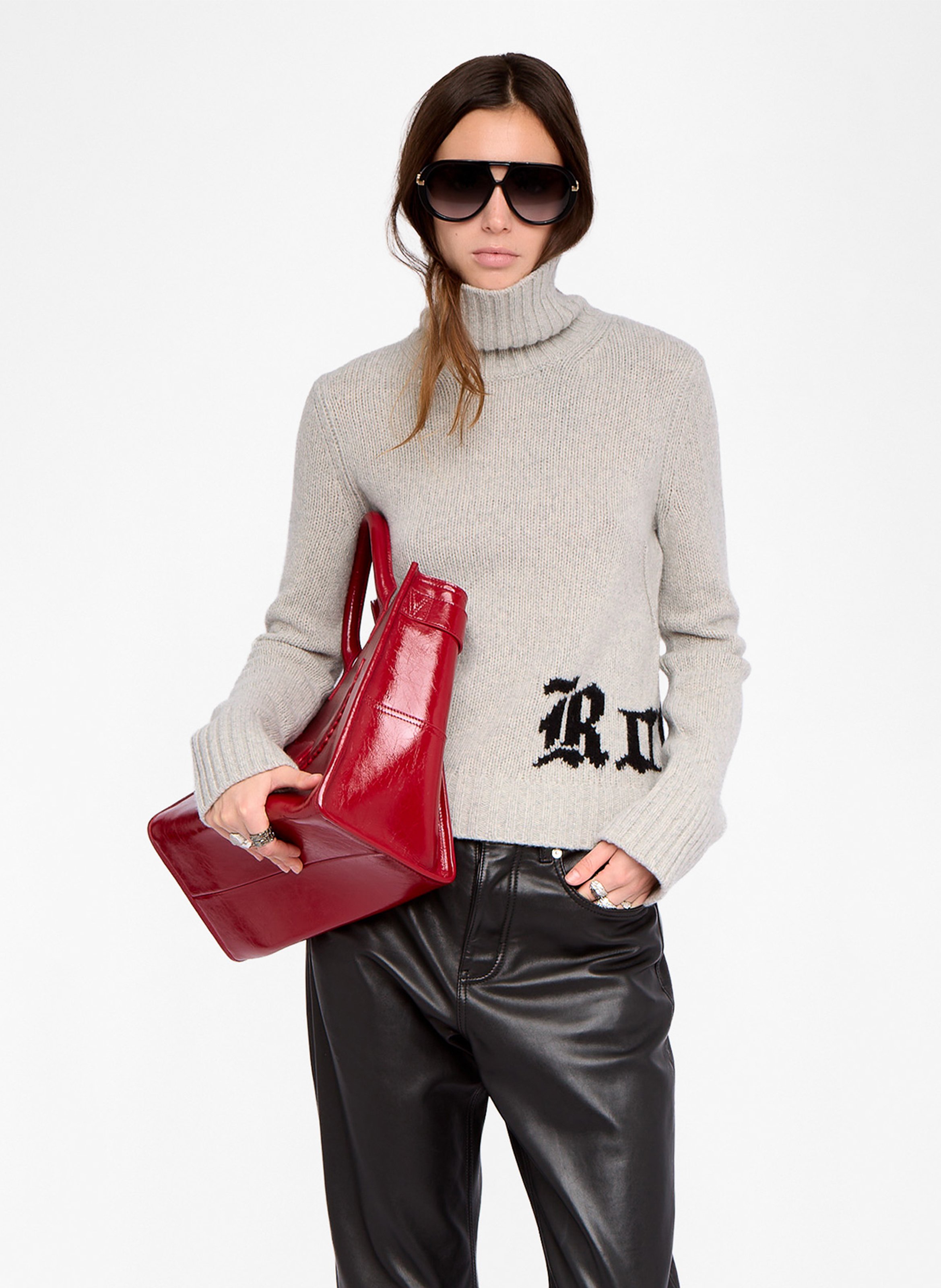 Pull droit col montant en laine nalma ZADIG&VOLTAIRE Gris