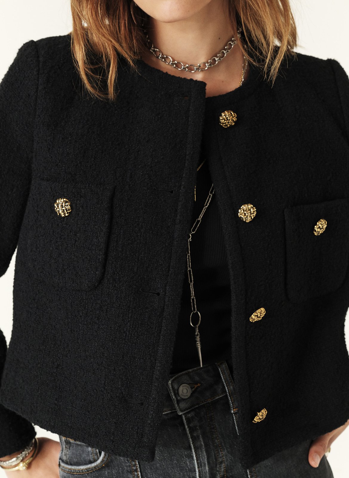 Veste courte en coton mélangé meredith BA&SH Noir