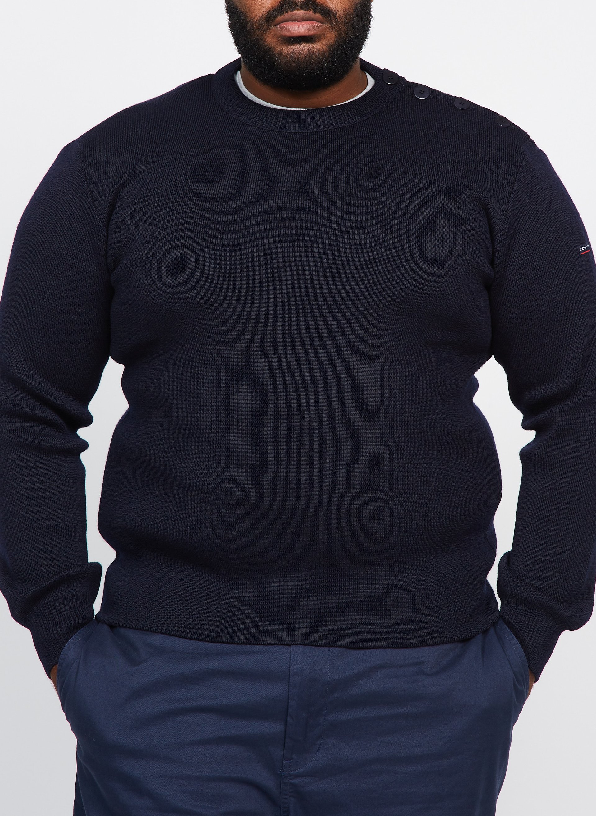 Pull col rond regular-fit en laine ARMOR-LUX Bleu