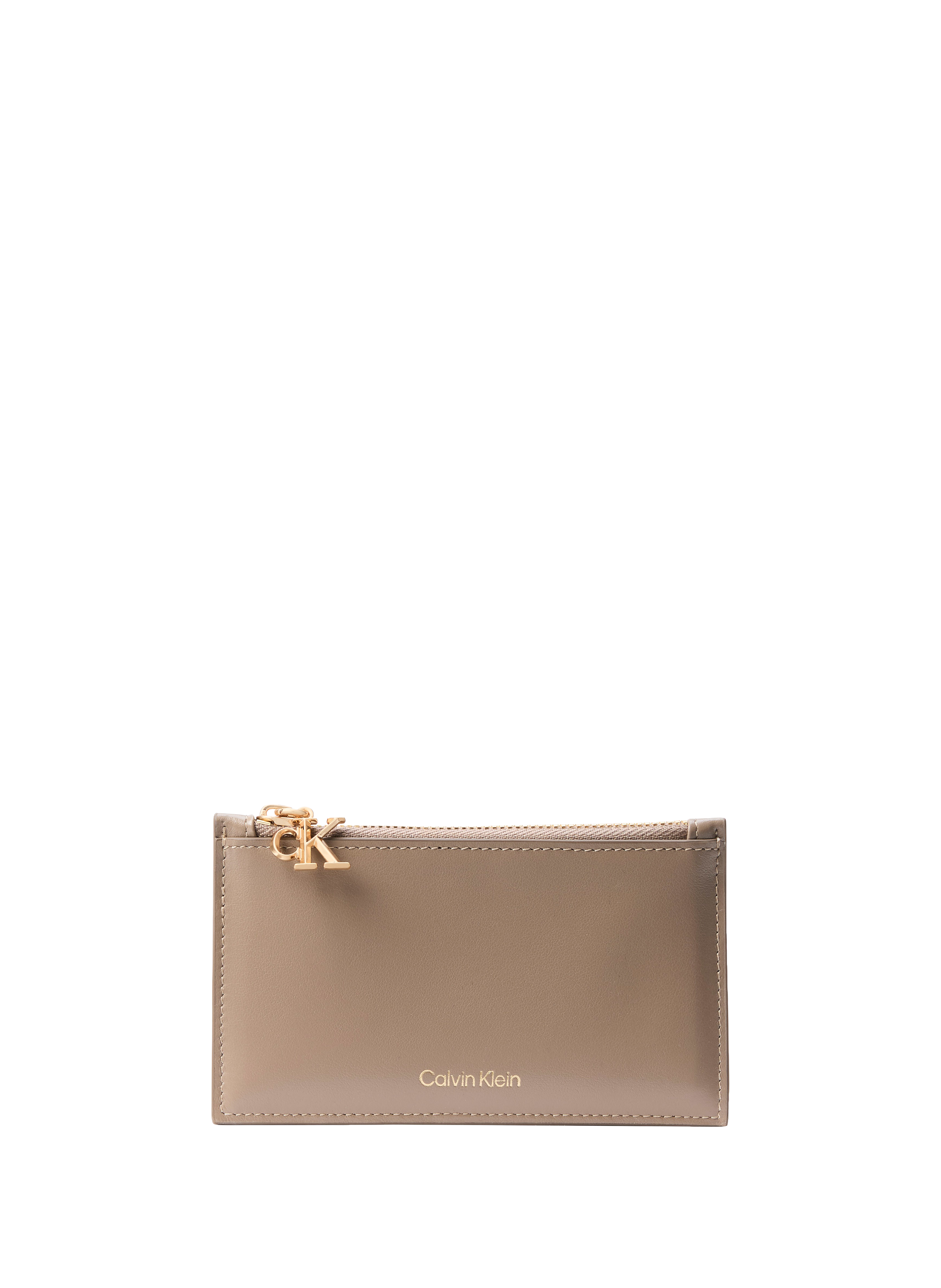  Leather card holder CALVIN KLEIN Beige