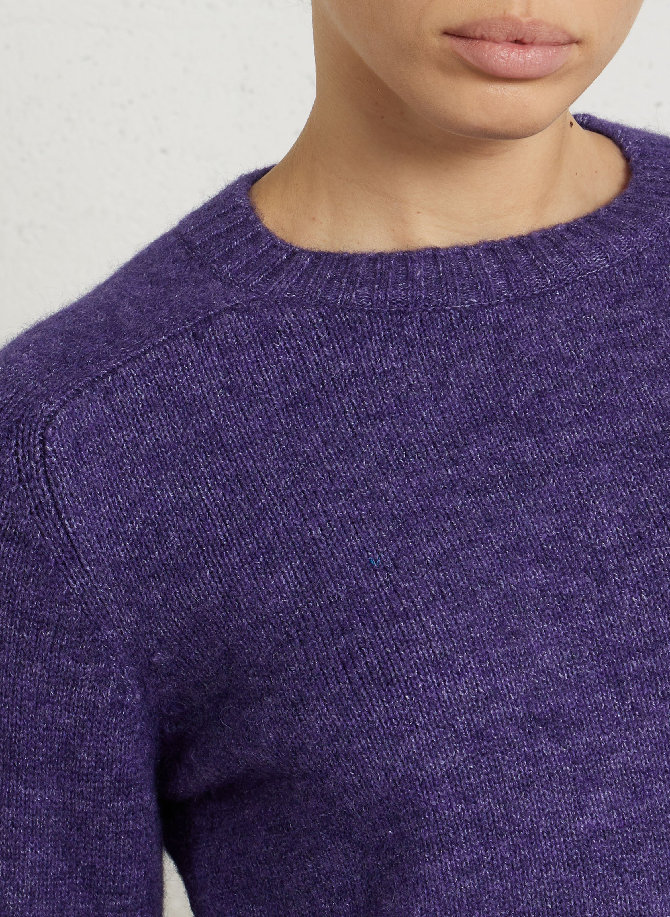 Pull col rond droit en maille tricotée envie SOEUR Violet
