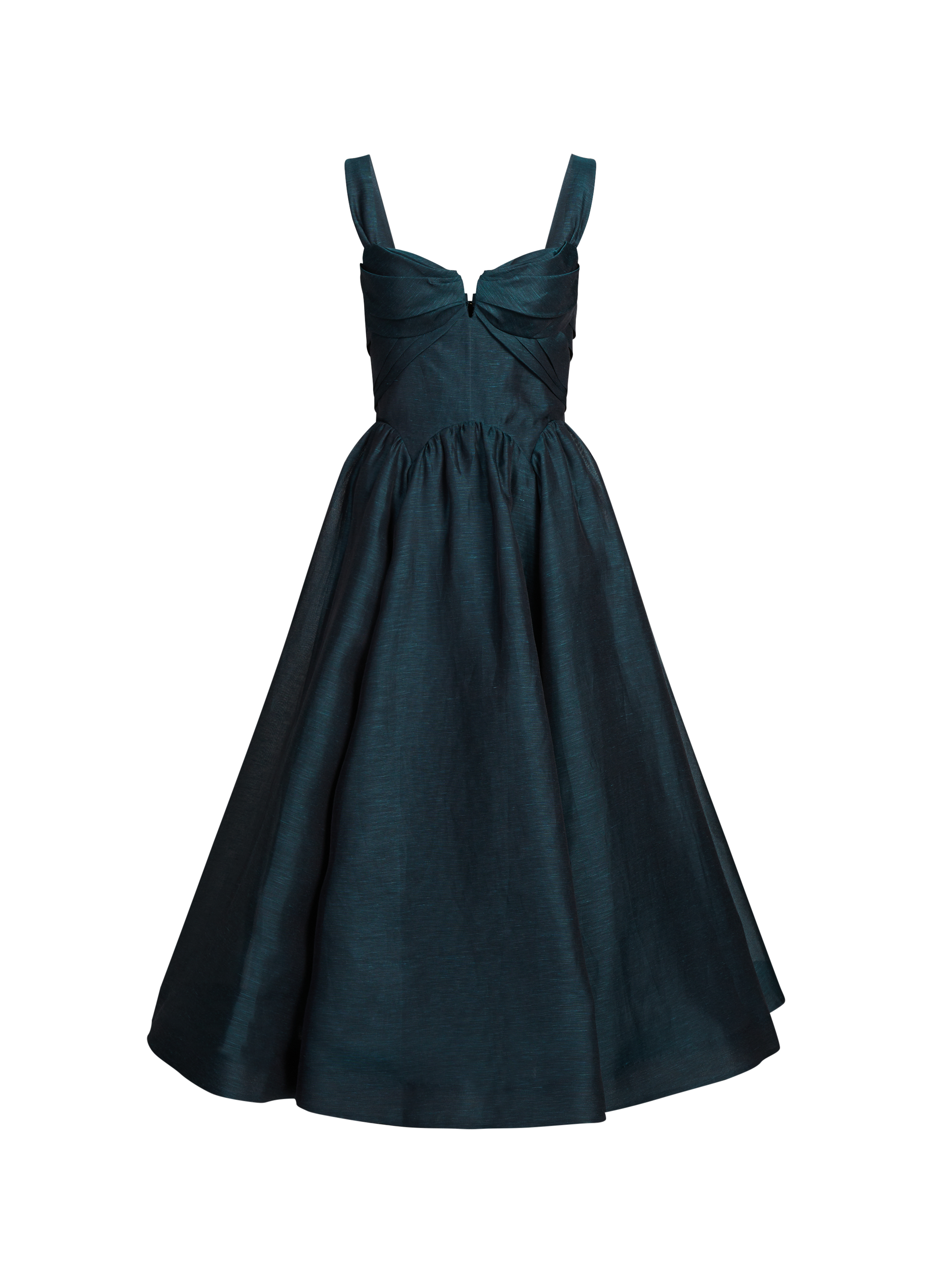 Robe midi drapée Rebellion en lin et soie ZIMMERMANN Bleu