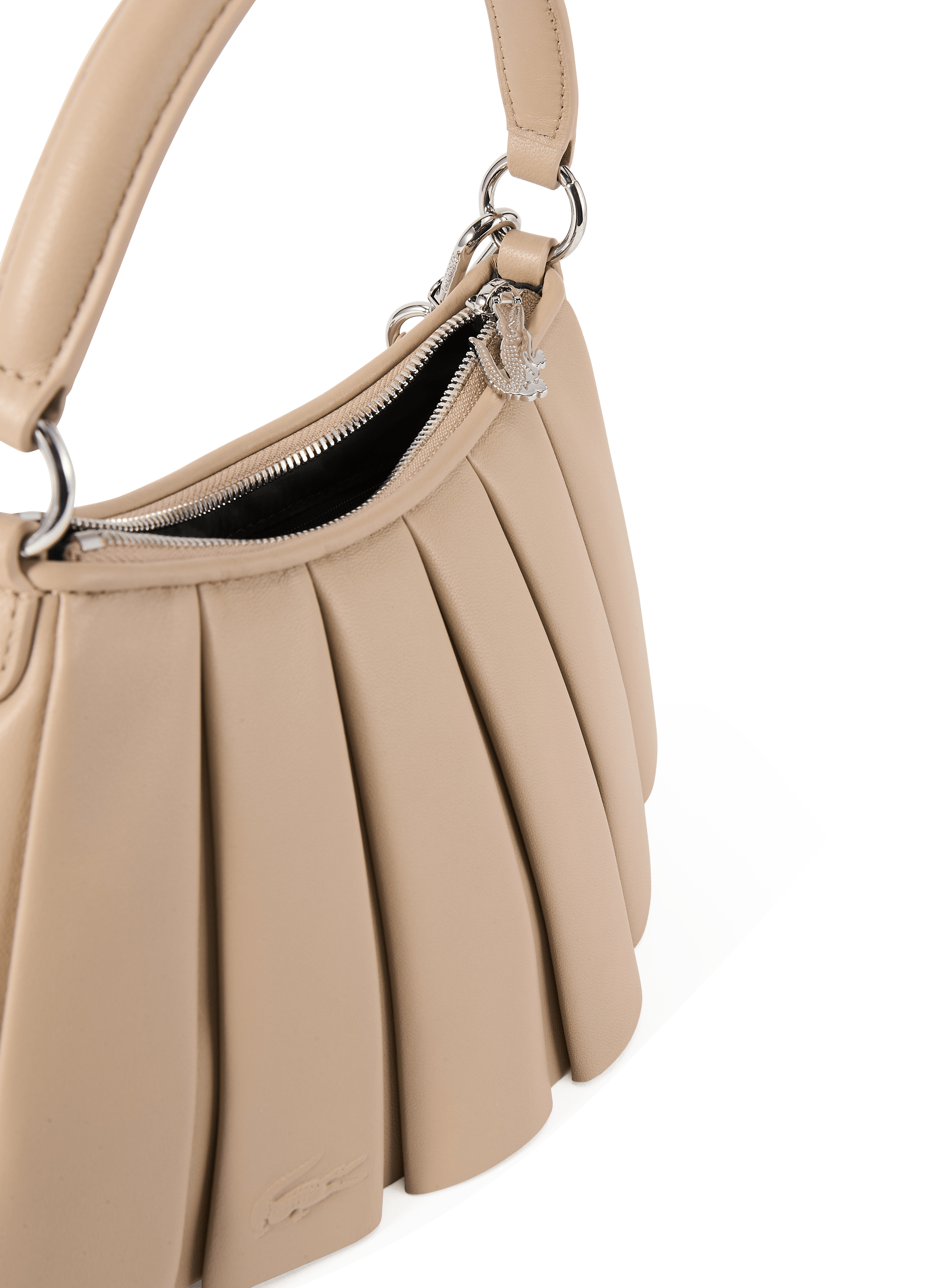 Pleated leather bag LACOSTE Black