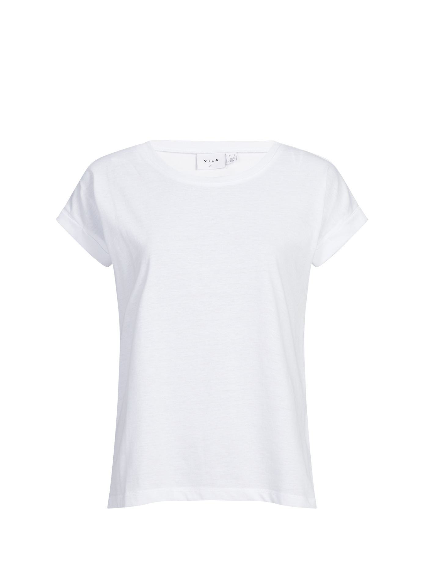 T-shirt uni col rond en coton mélangé VILA Blanc