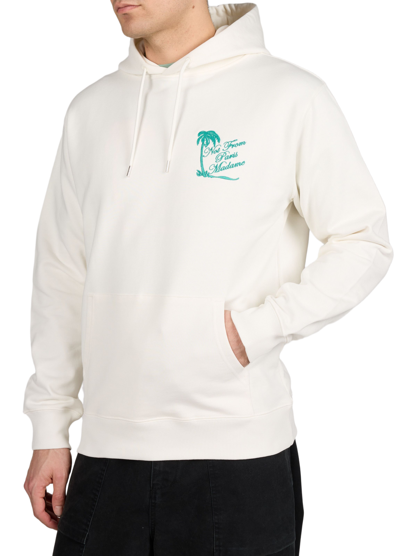 Sweat brodé à capuche en coton DROLE DE MONSIEUR Beige