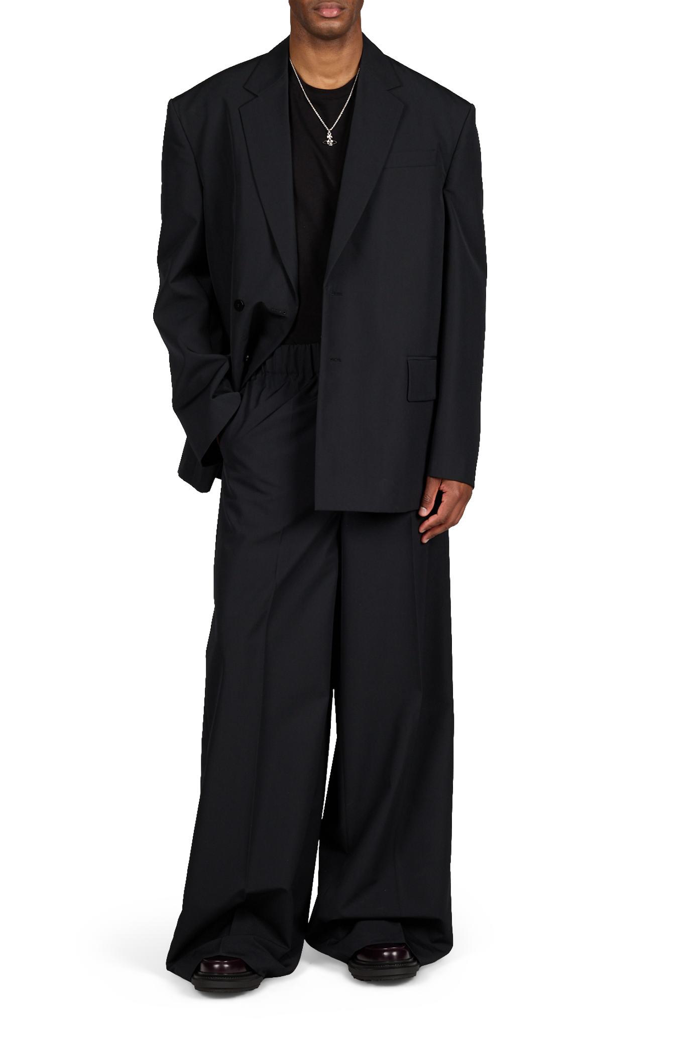 Wide-leg wool blend trousers  SEAN SUEN Black