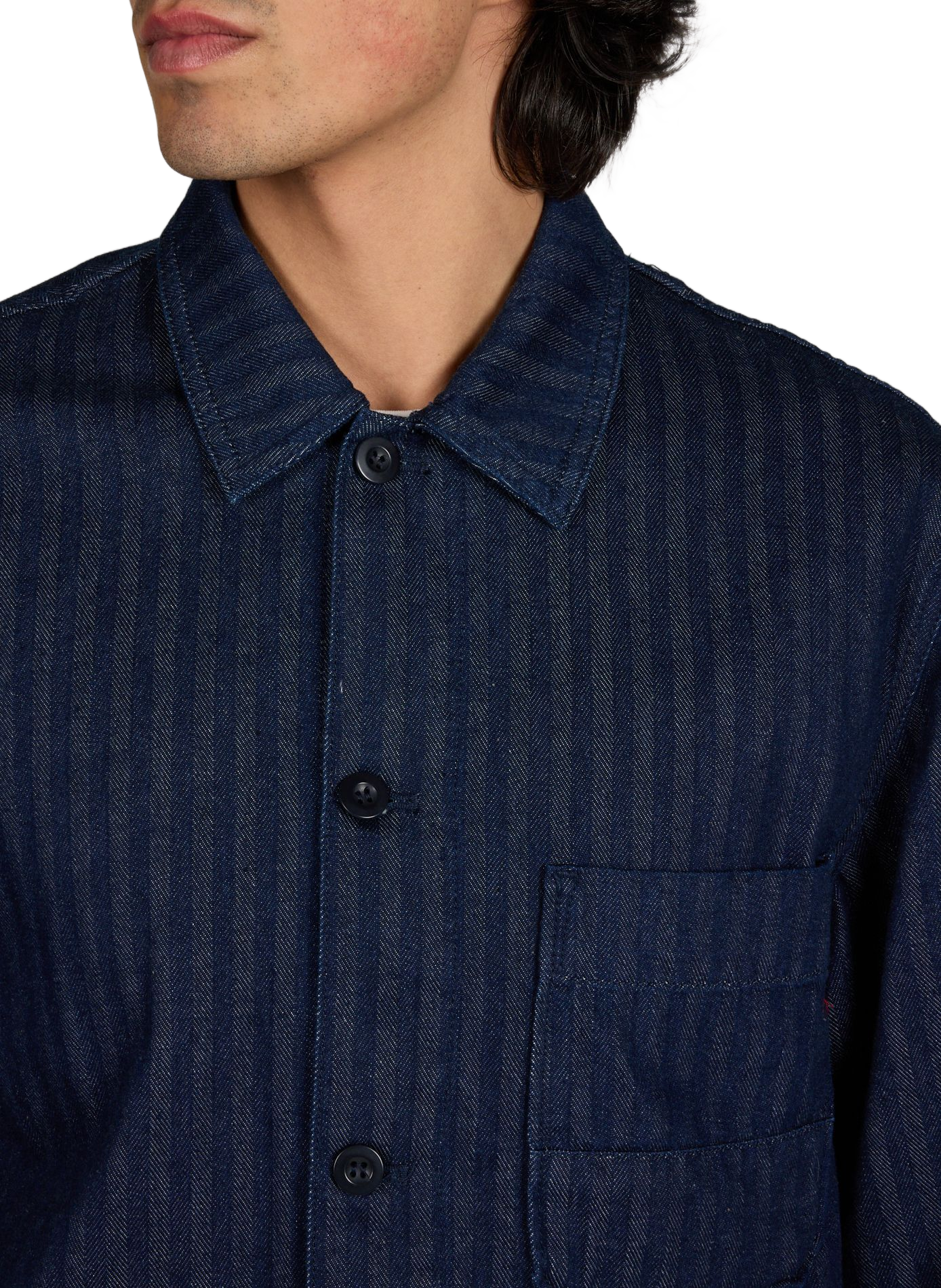 Cotton denim striped jacket REPLAY Blue