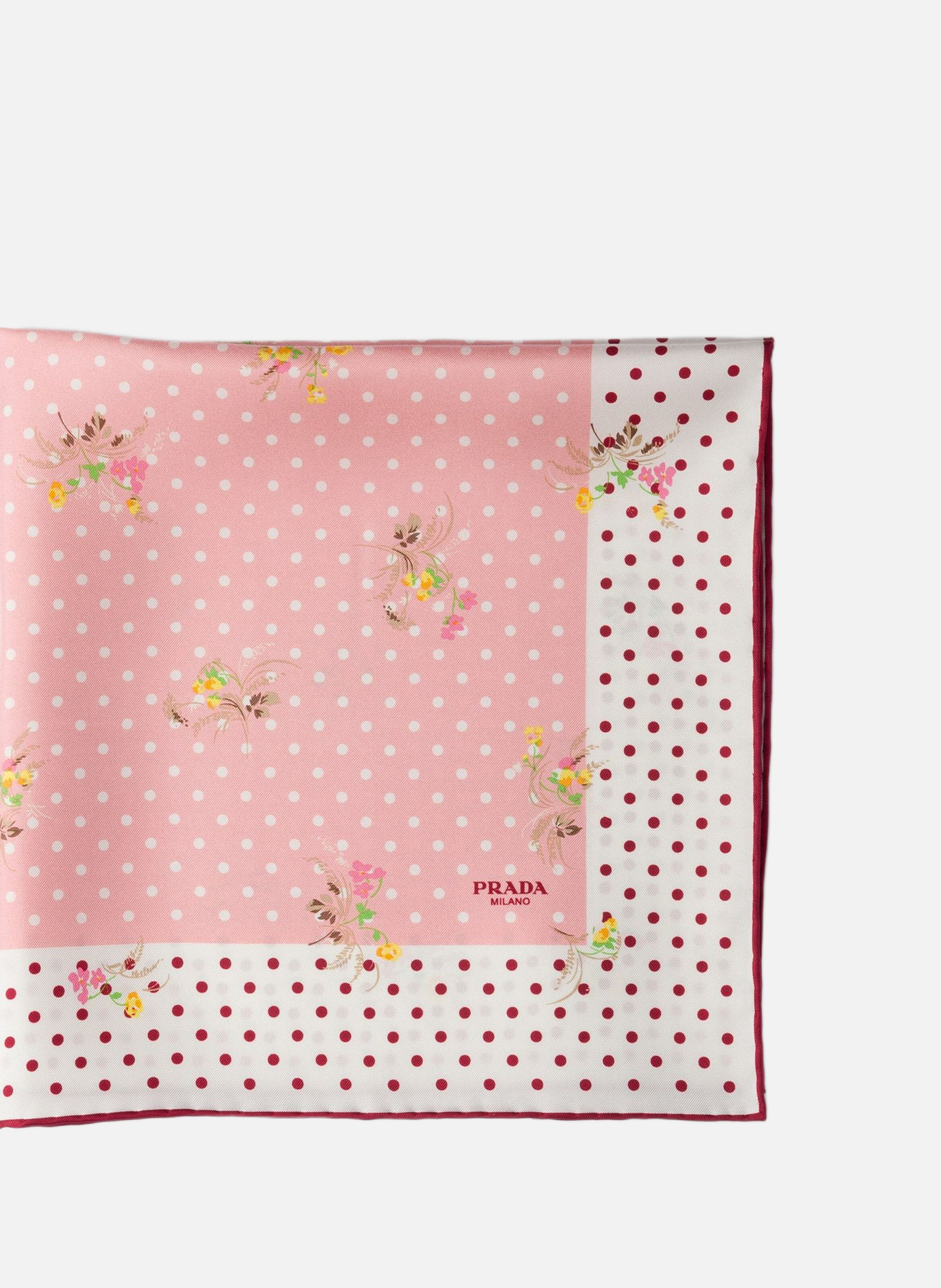 Foulard en sergé de soie imprimé 55  PRADA Rose