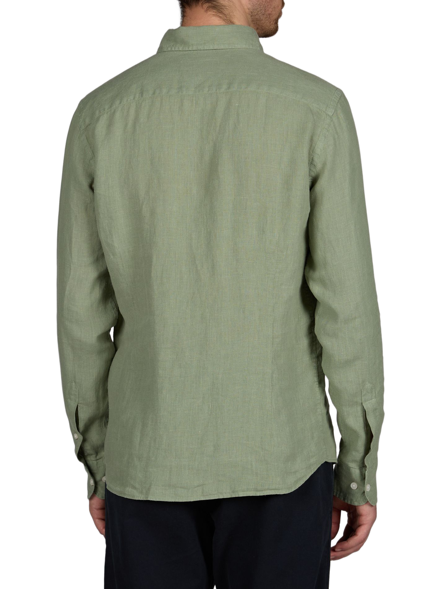 Straight linen shirt with American collar HACKETT Green