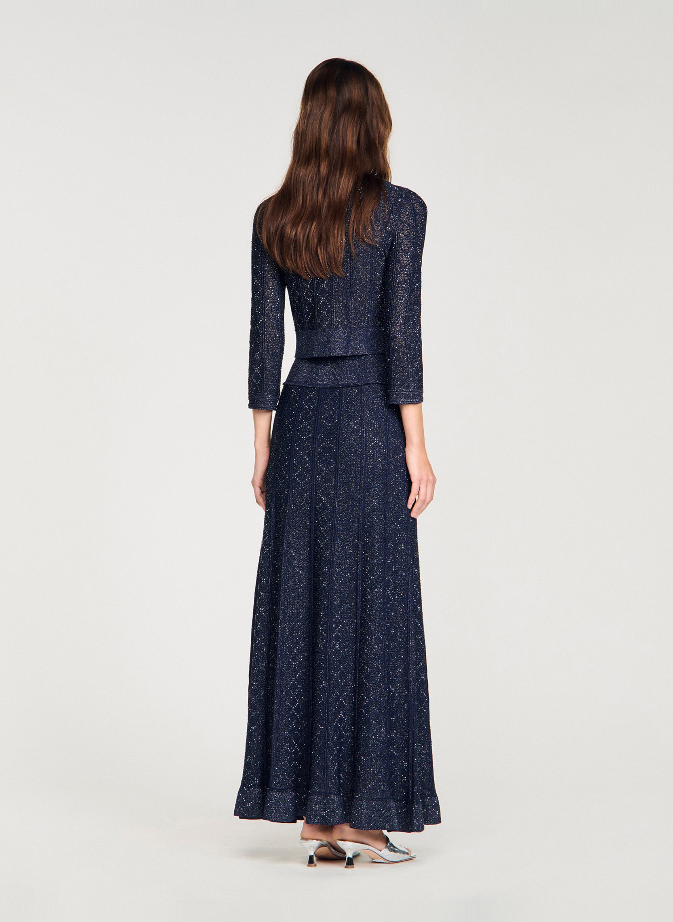 Jupe longue à paillettes SANDRO Bleu
