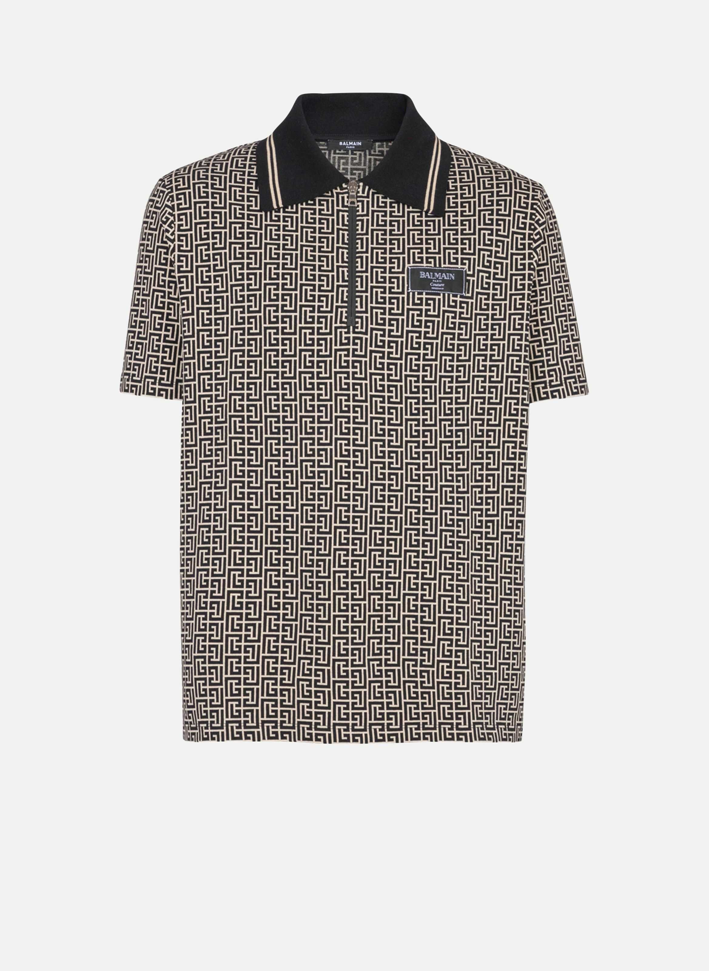 Polo en jacquard à monogramme pb labyrinthe BALMAIN Noir