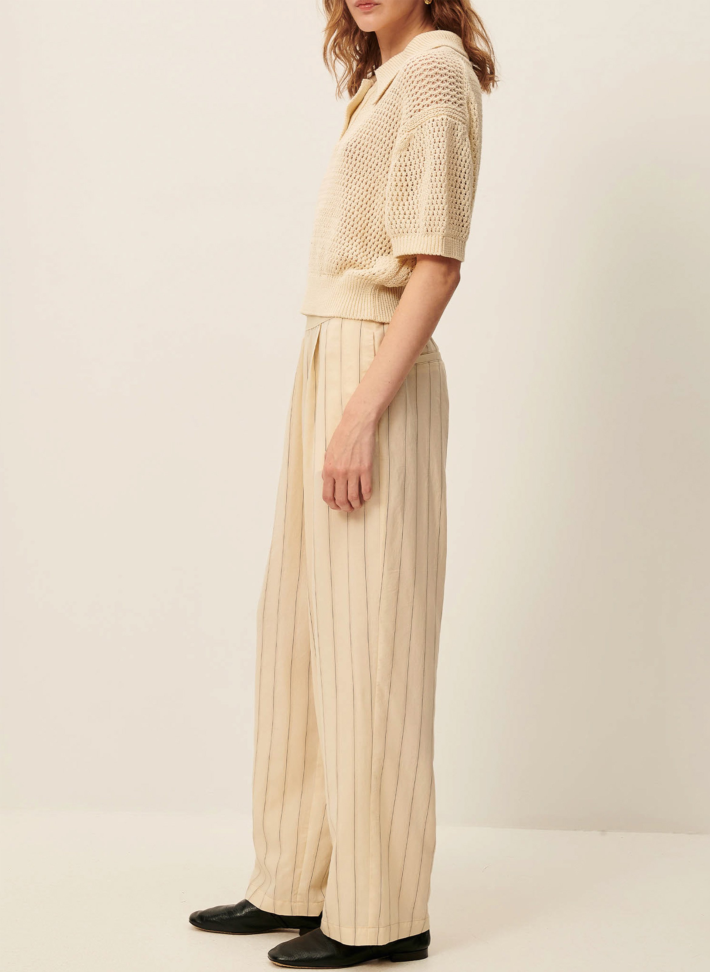 Polo en maille court en coton horizonte SESSUN Beige