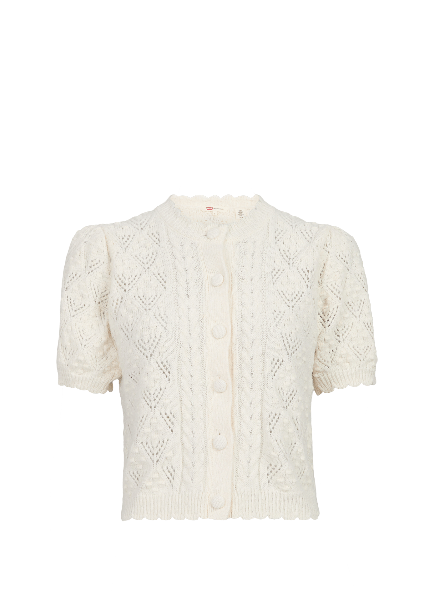 Cardigan maille à manches courtes en coton et laine mélangés LEVI'S Blanc