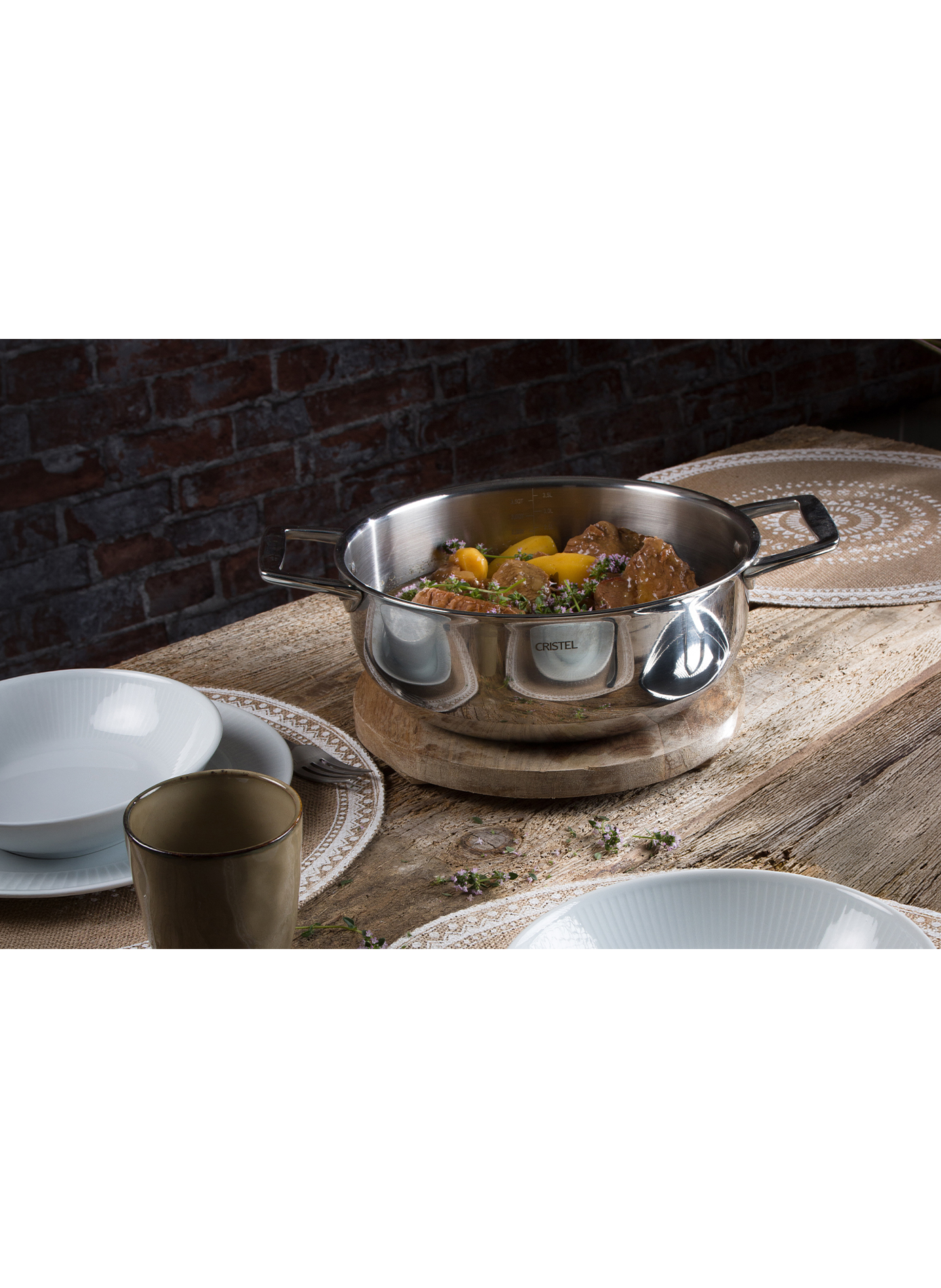 Faitout gradué Castel'Pro en inox CRISTEL Gris