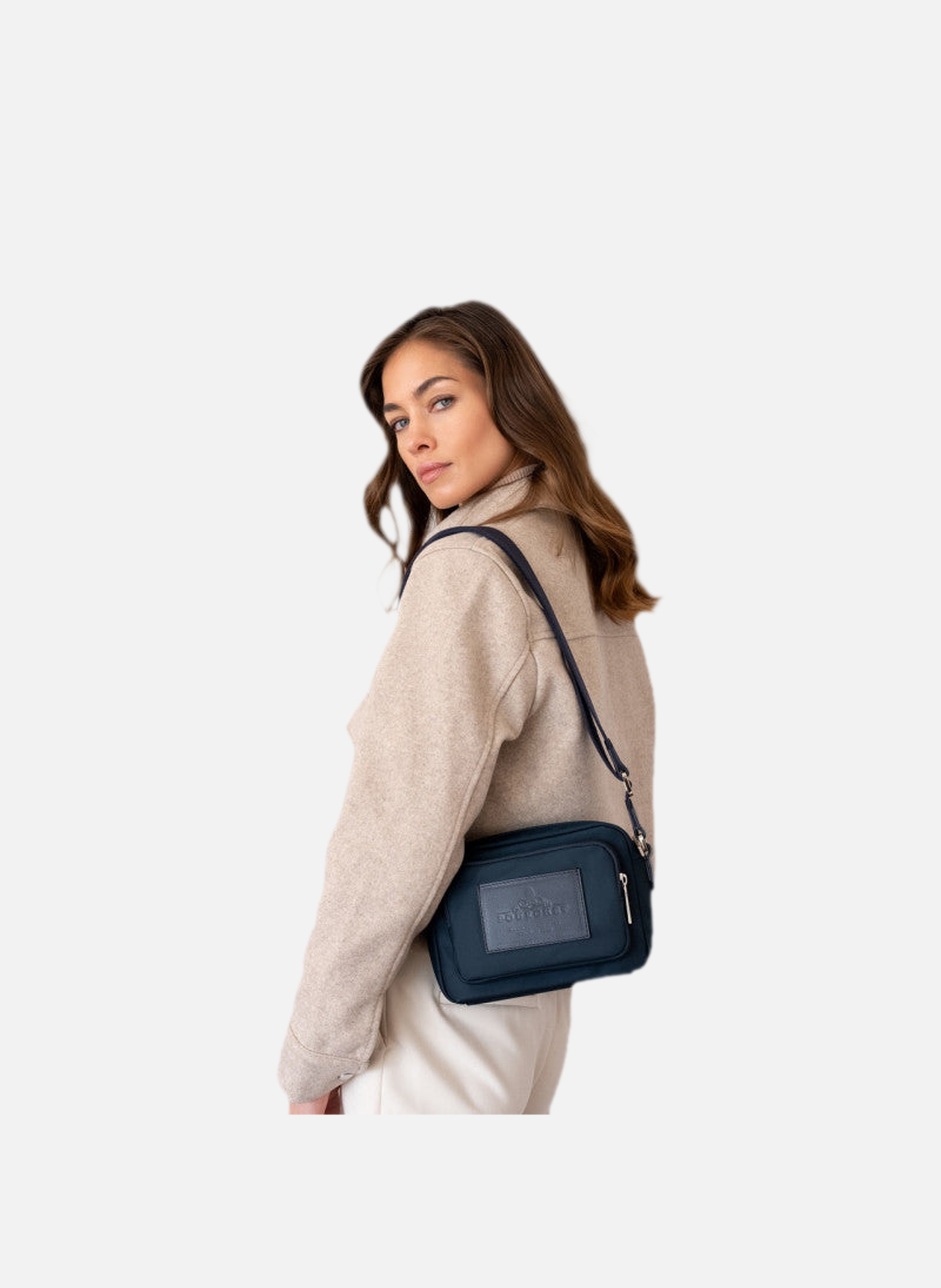 Escale | sac porté travers en toile garnie cuir POURCHET Bleu