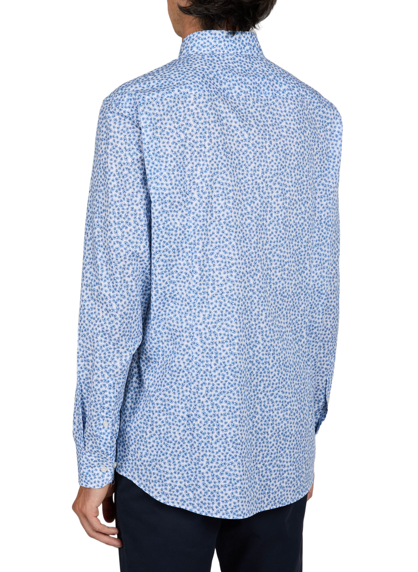 Chemise manches longues à fleurs en coton mélangé BOSS Bleu
