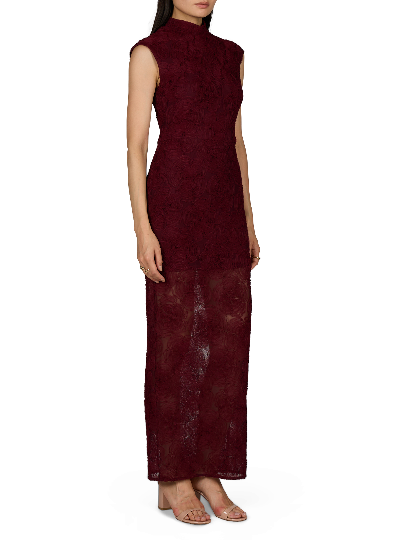 High collar maxi dress ROTATE Red