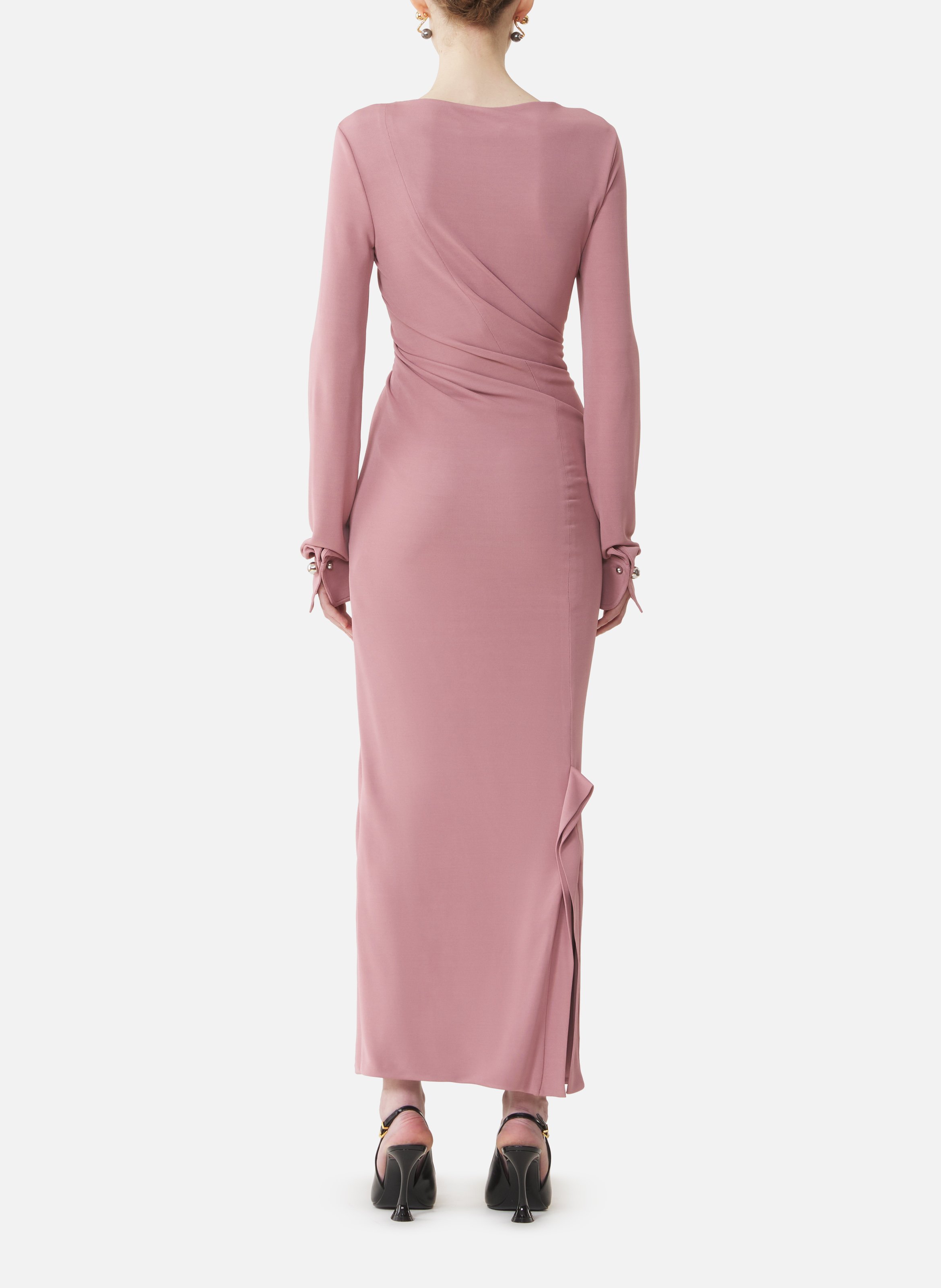 Robe longue drapée en jersey crêpe LANVIN Rose