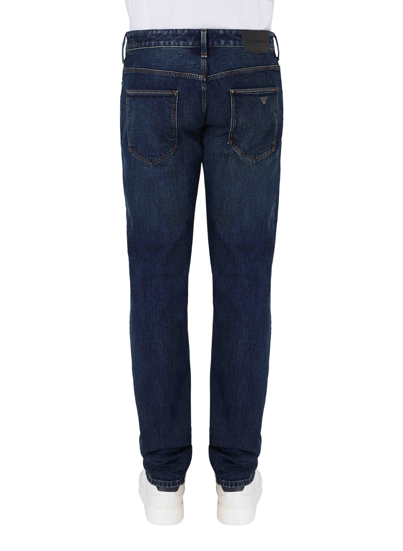 Jean droit en coton mélangé EMPORIO ARMANI Bleu
