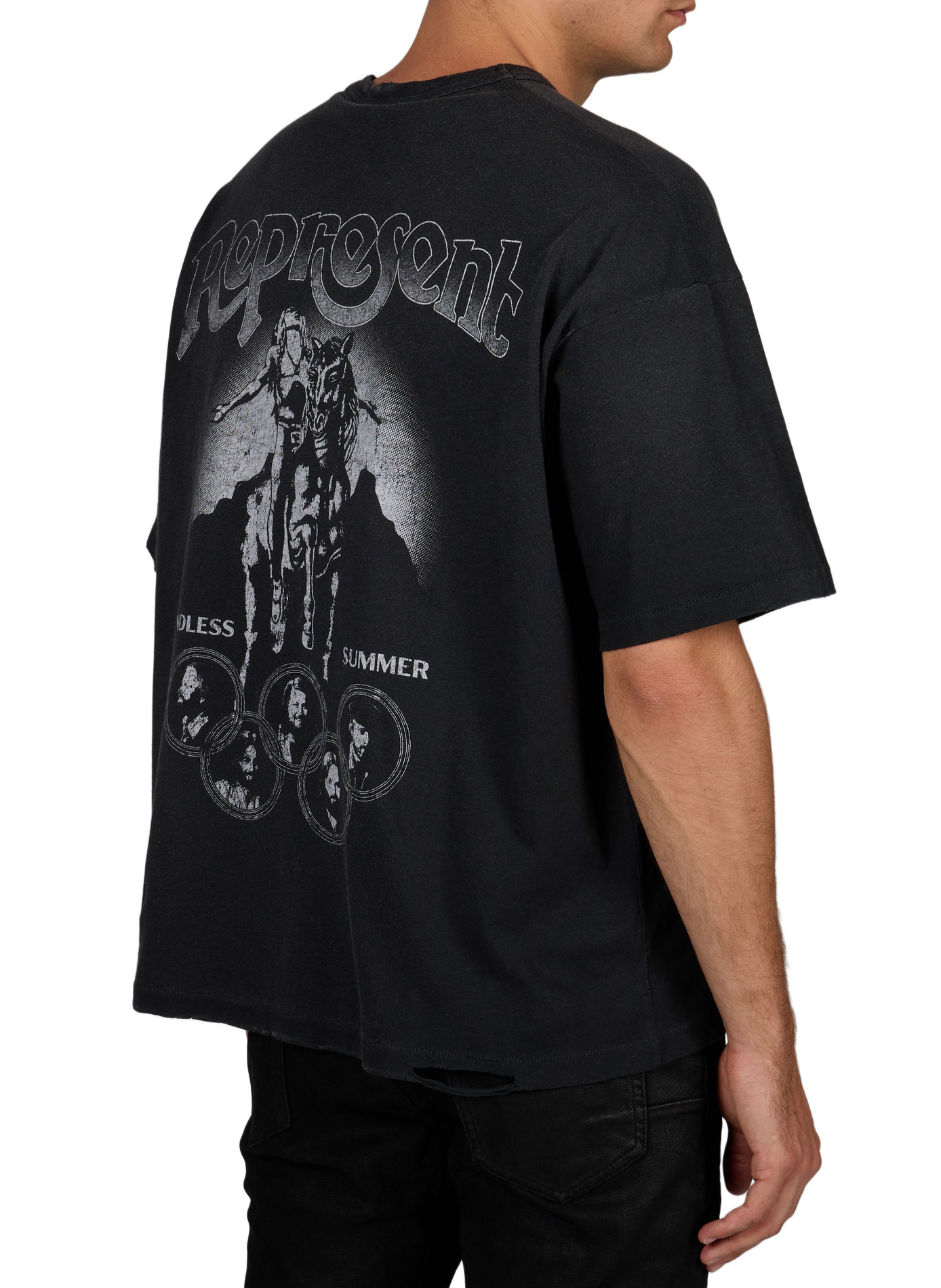 Tee-shirt droit sérigraphié REPRESENT Noir