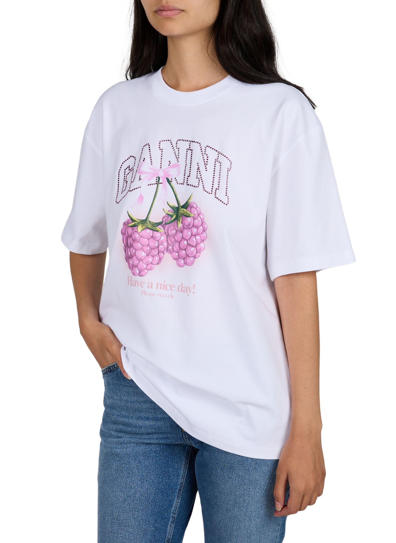 Printed Baby Fit Cotton T-shirt GANNI White