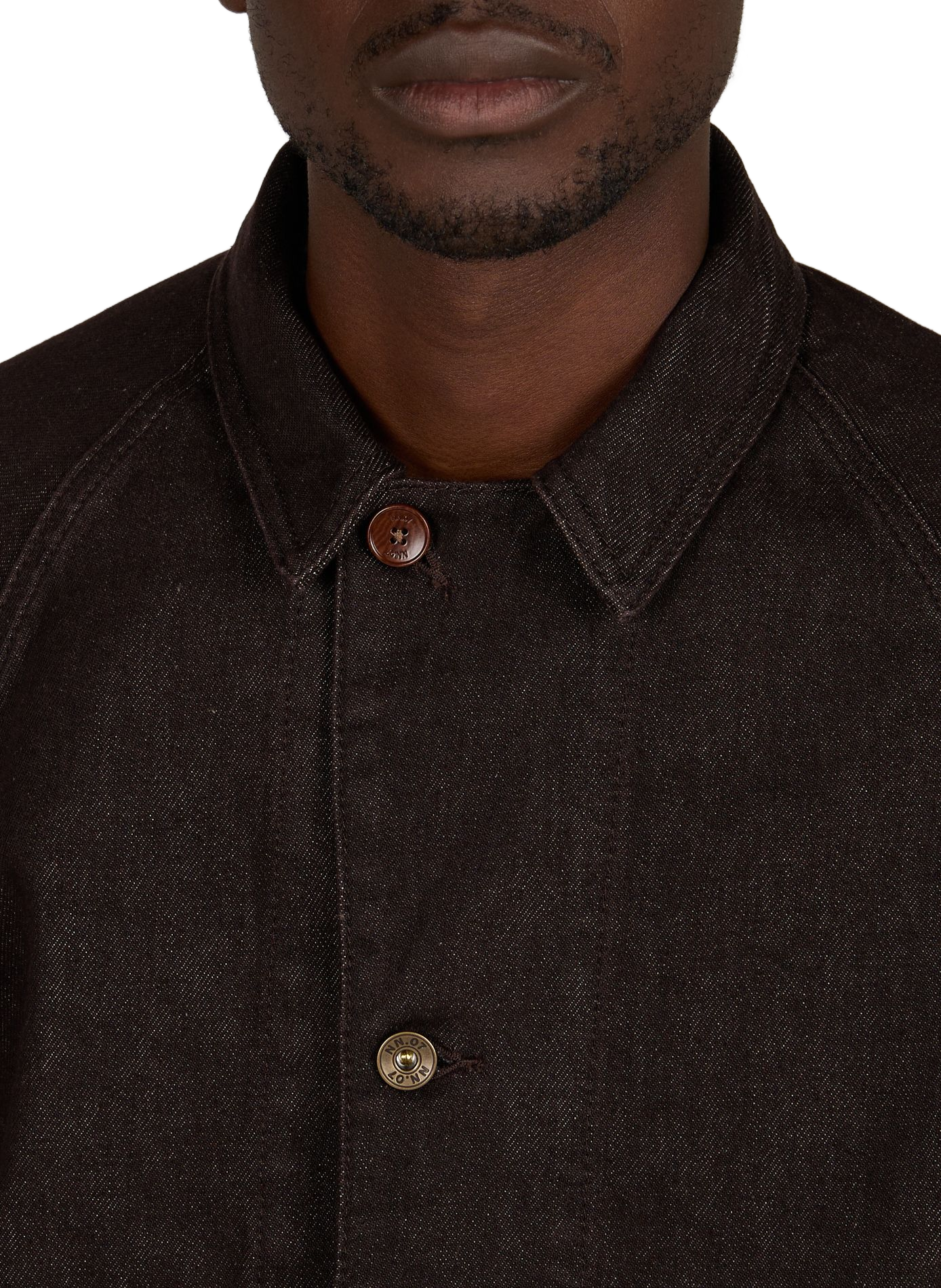 Ruime effen denim jack NN.07 Bruin