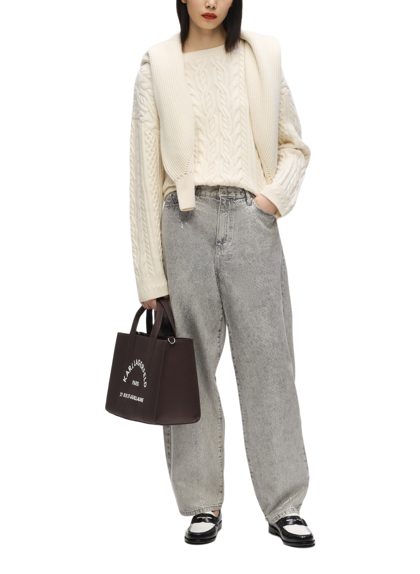 Sac cabas en coton KARL LAGERFELD Marron