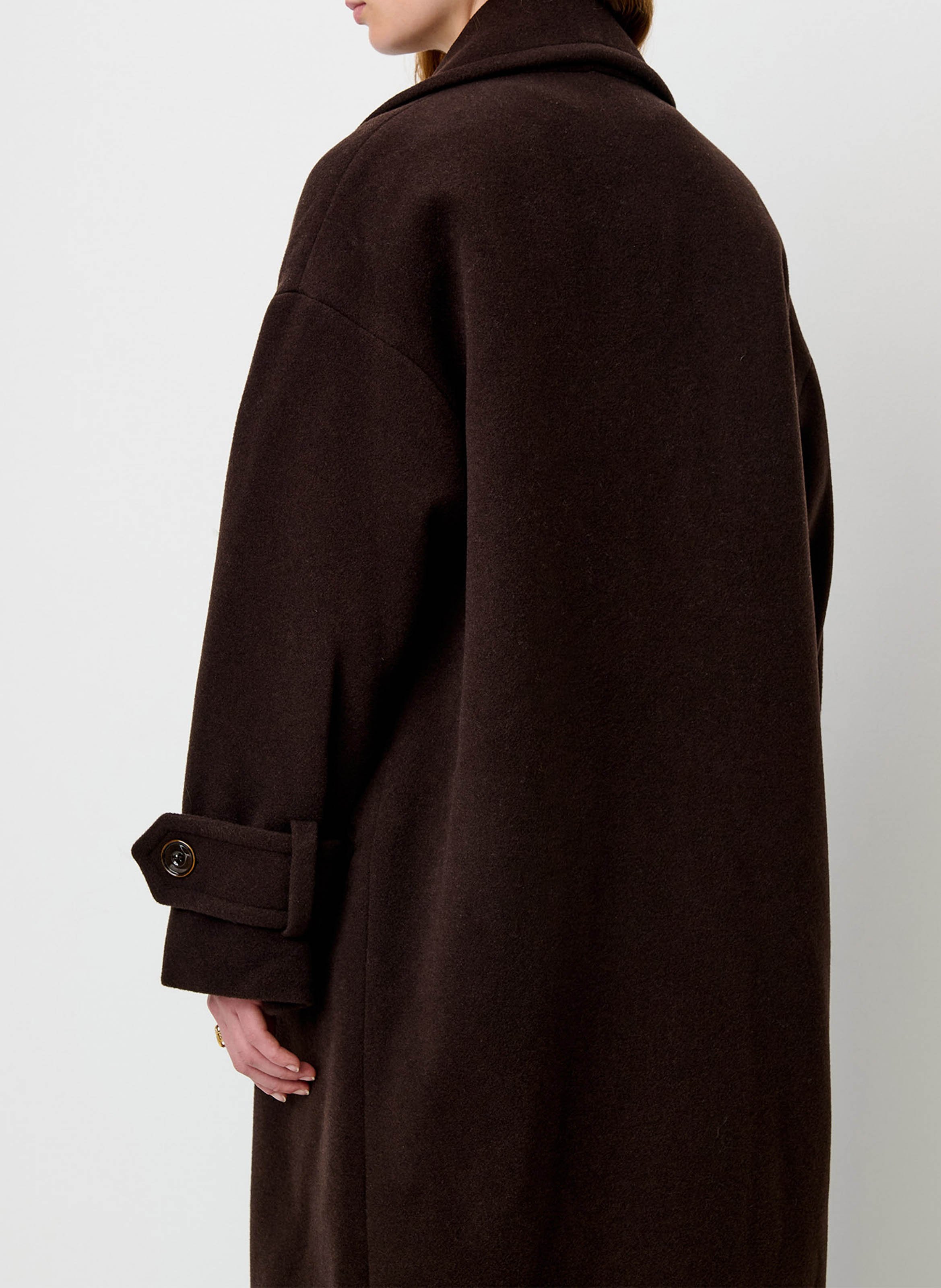 Manteau droit col tailleur en laine mélangée mia SESSUN Marron