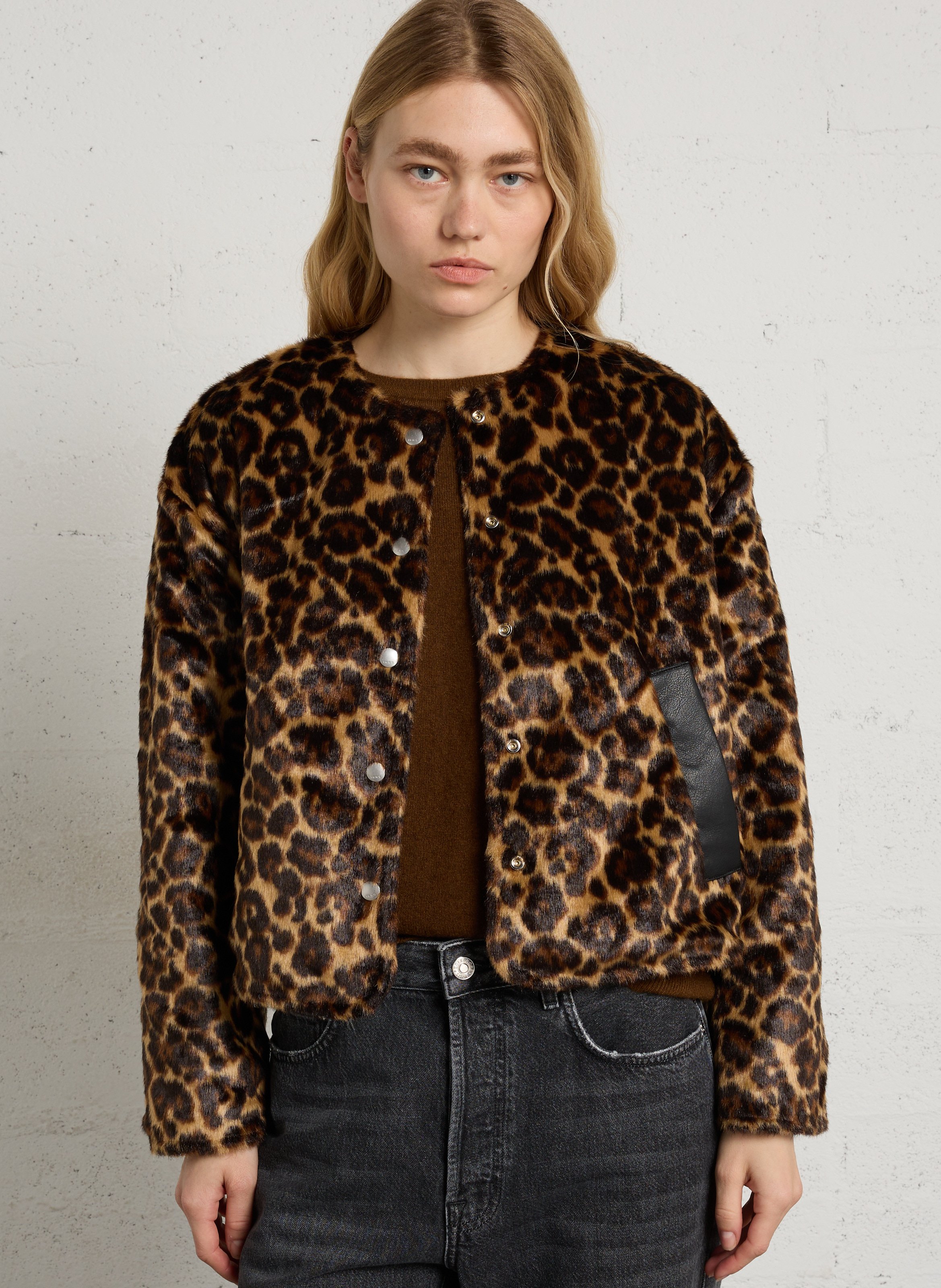 Veste courte réversible effet fourrure IKKS Noir