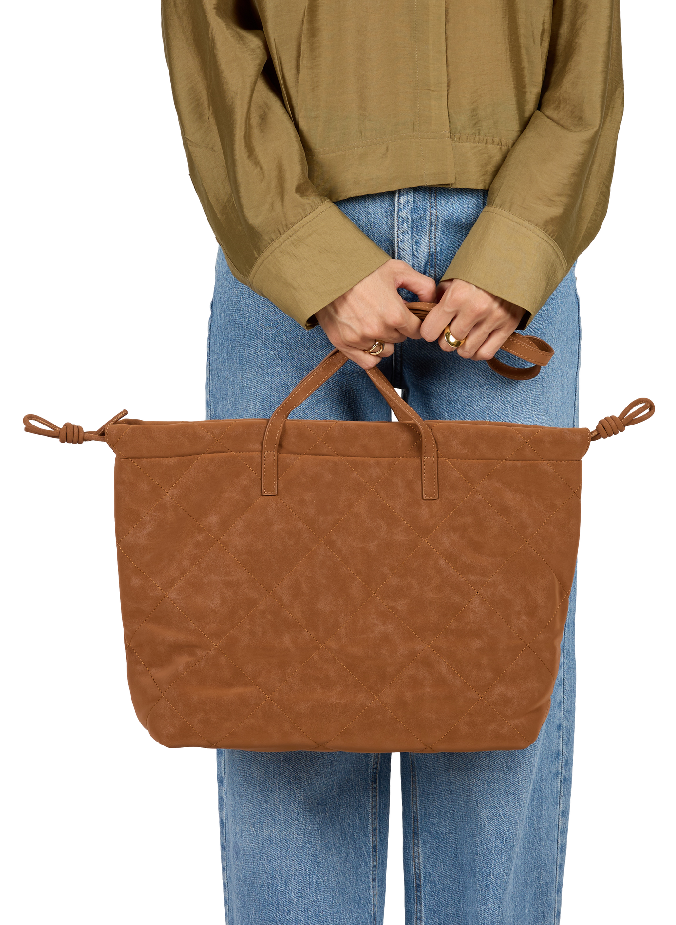 Handtasche mit mattem gestepptem Effekt AU PRINTEMPS PARIS Braun