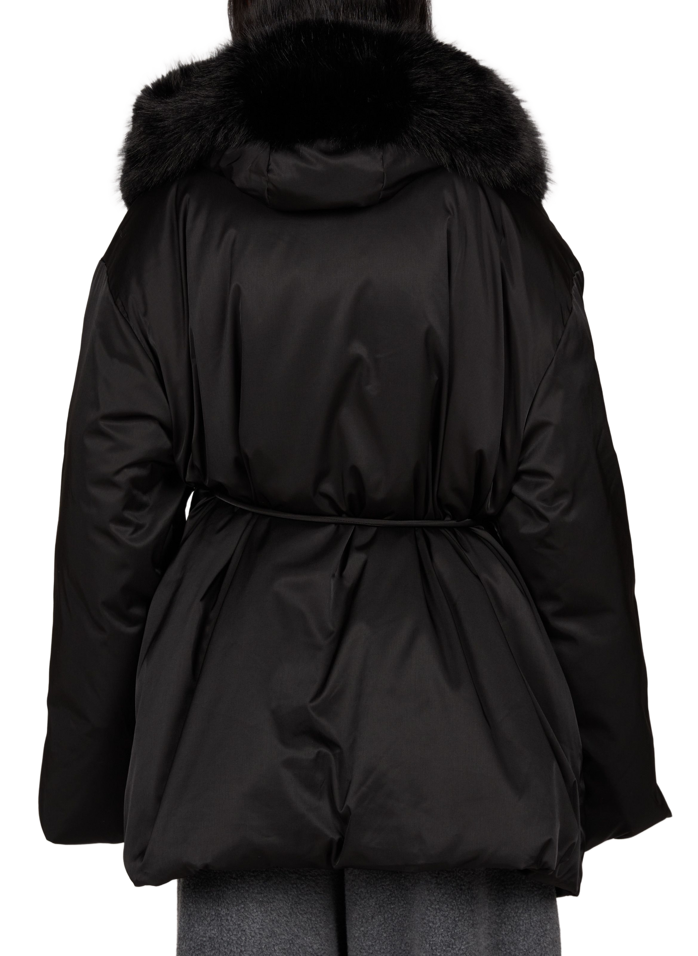 Round-neck fur coat VIKTORIA CHAN Black