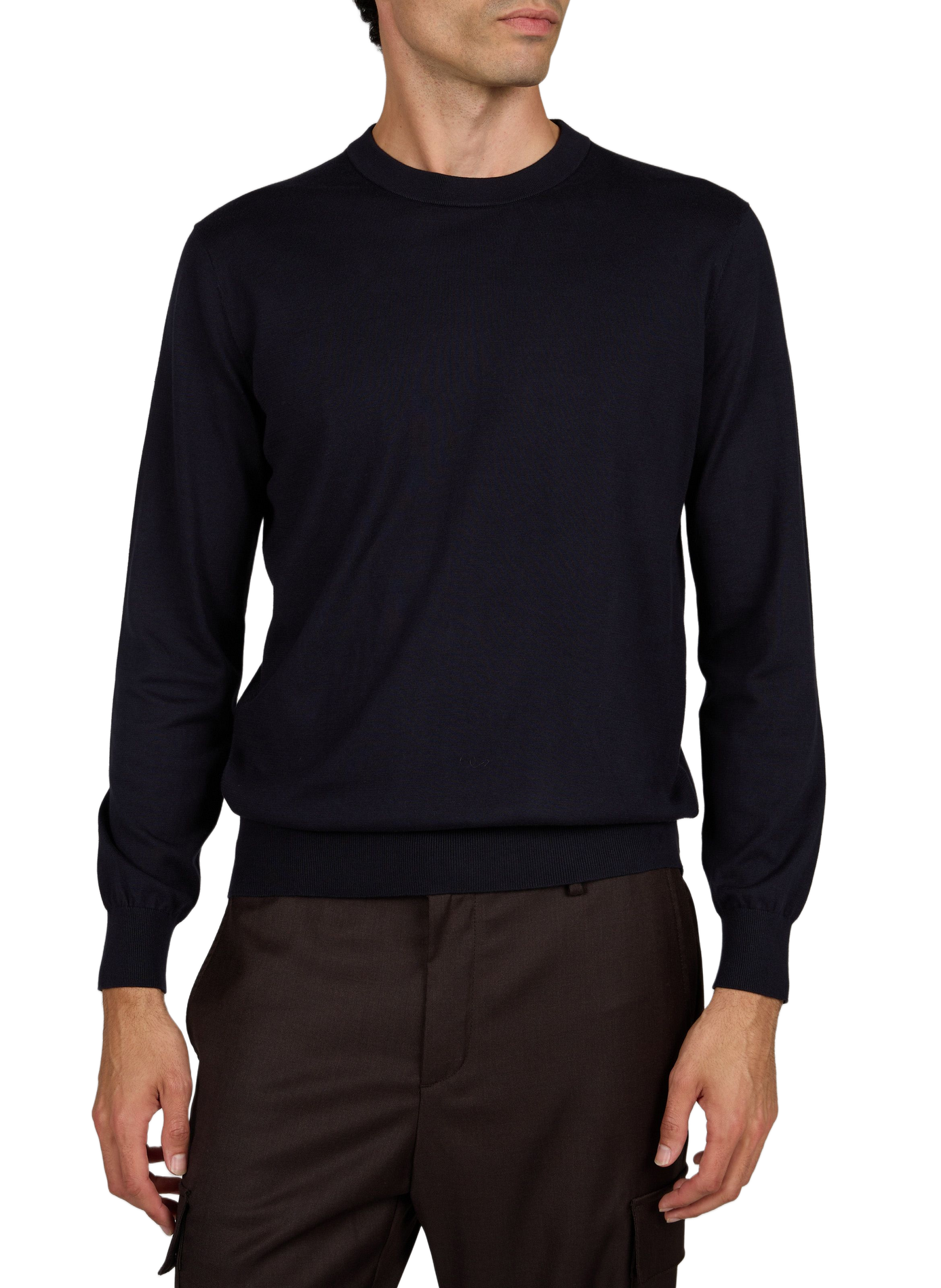 Straight-fit crew-neck cotton and silk sweater VAN LAACK Blue