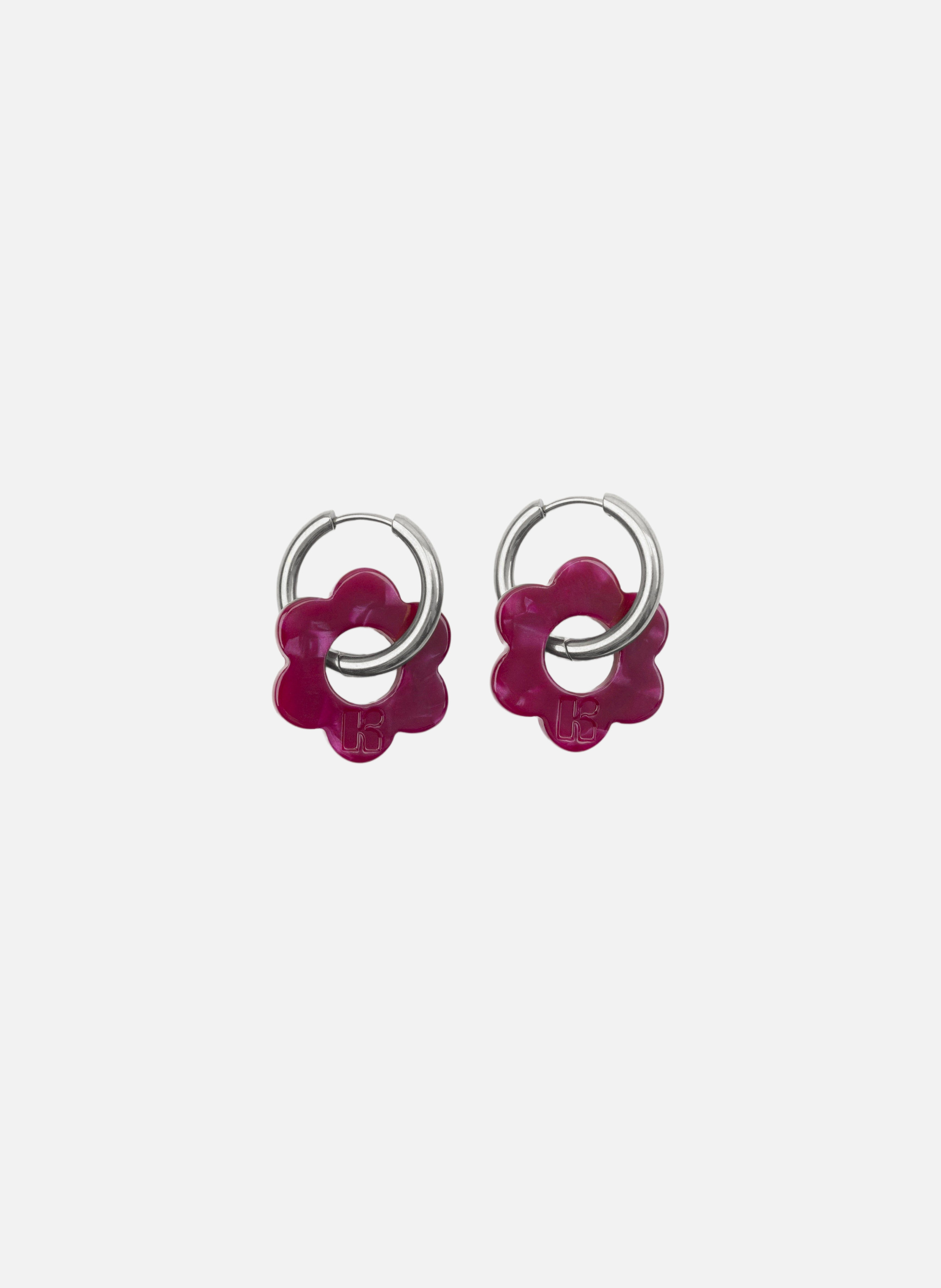 Boucles d'oreilles Baby Fleurette avec anneaux en acier inoxydable argenté  Cerise
