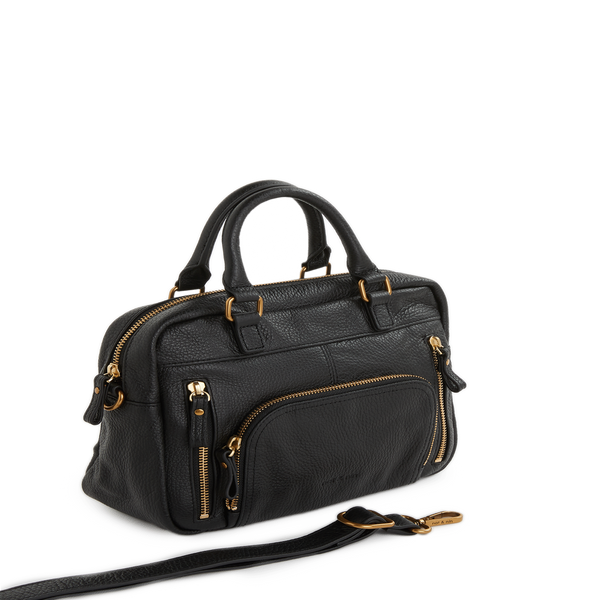 Nat & Nin Mini Macy Leather Handbag In Black