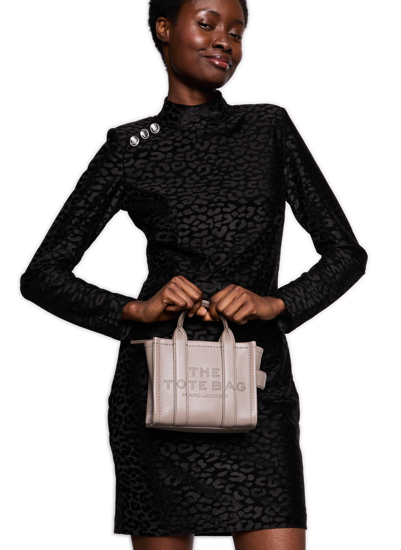 Sac cabas The Leather Micro Tote Bag MARC JACOBS Gris