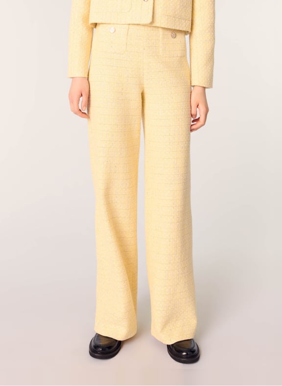 Pantalon large en coton mélangé Jaune by MAJE MAJE Pantalon large en coton mélangé Jaune