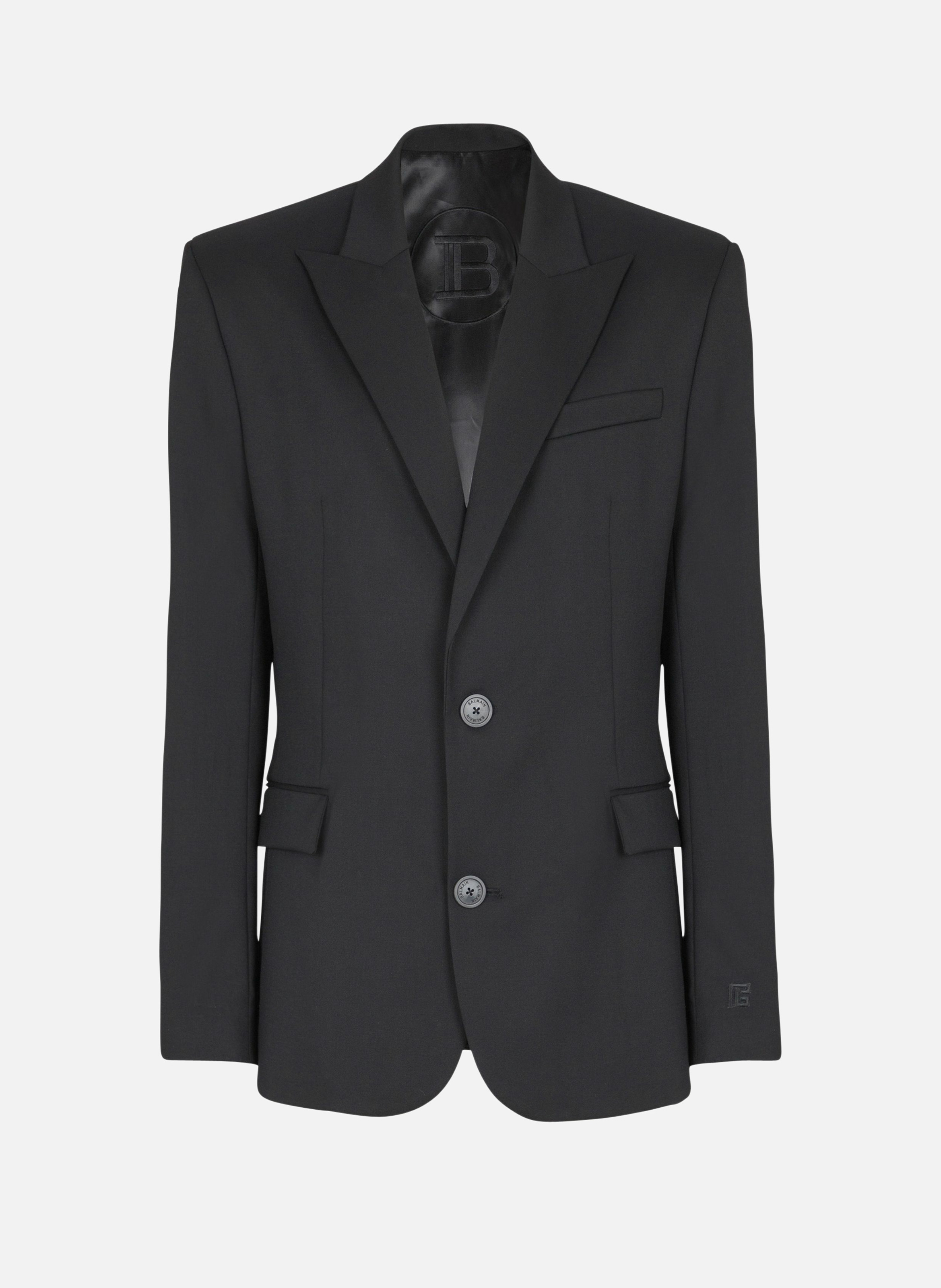 Veste 2 boutons en laine BALMAIN Noir