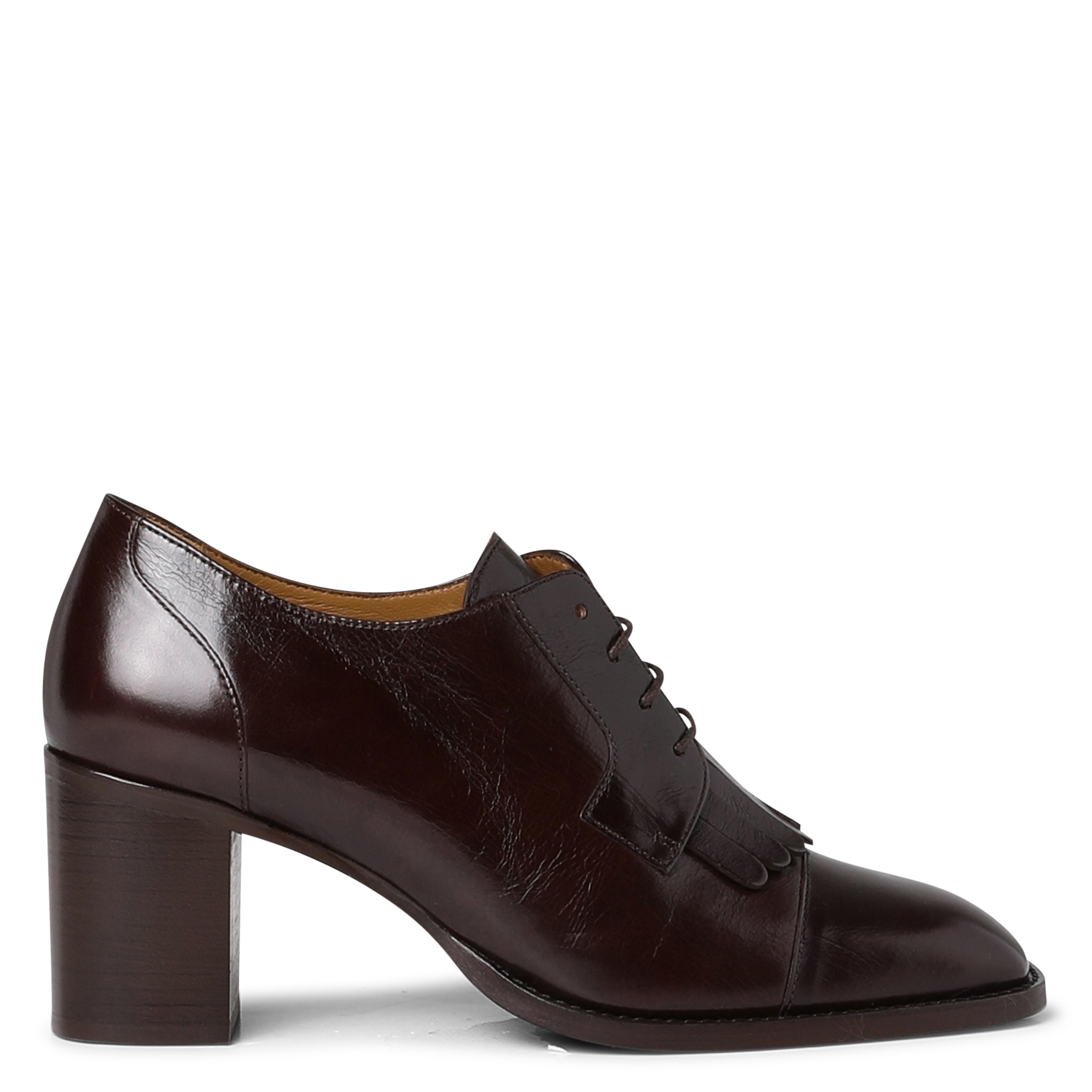 Mocassins vernis à talons en cuir viva MAISON 123 Marron