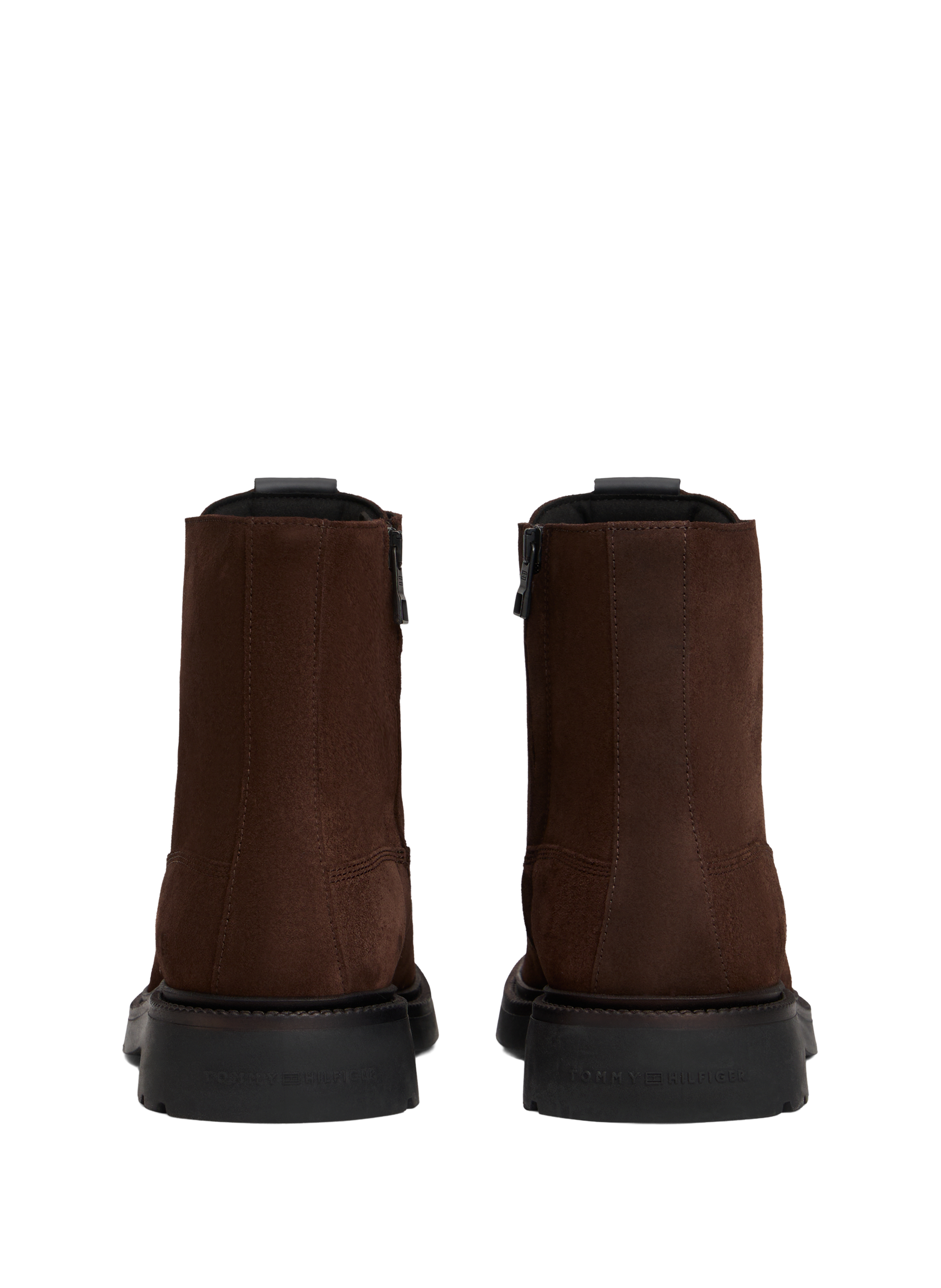 Grooved leather ankle boots TOMMY HILFIGER Brown