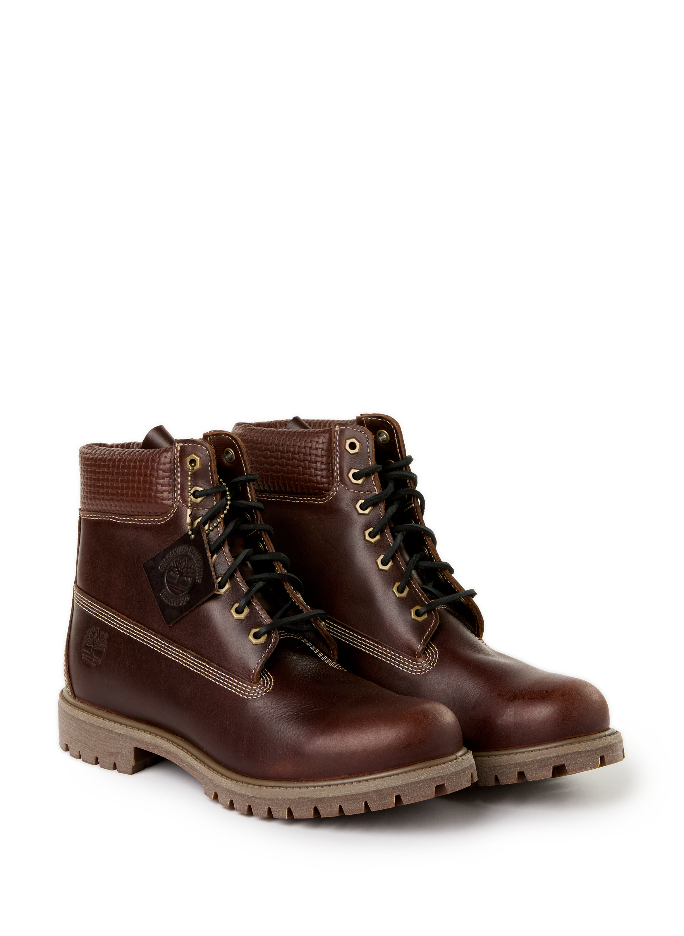 Two-tone leather notched sole boots TIMBERLAND Brown