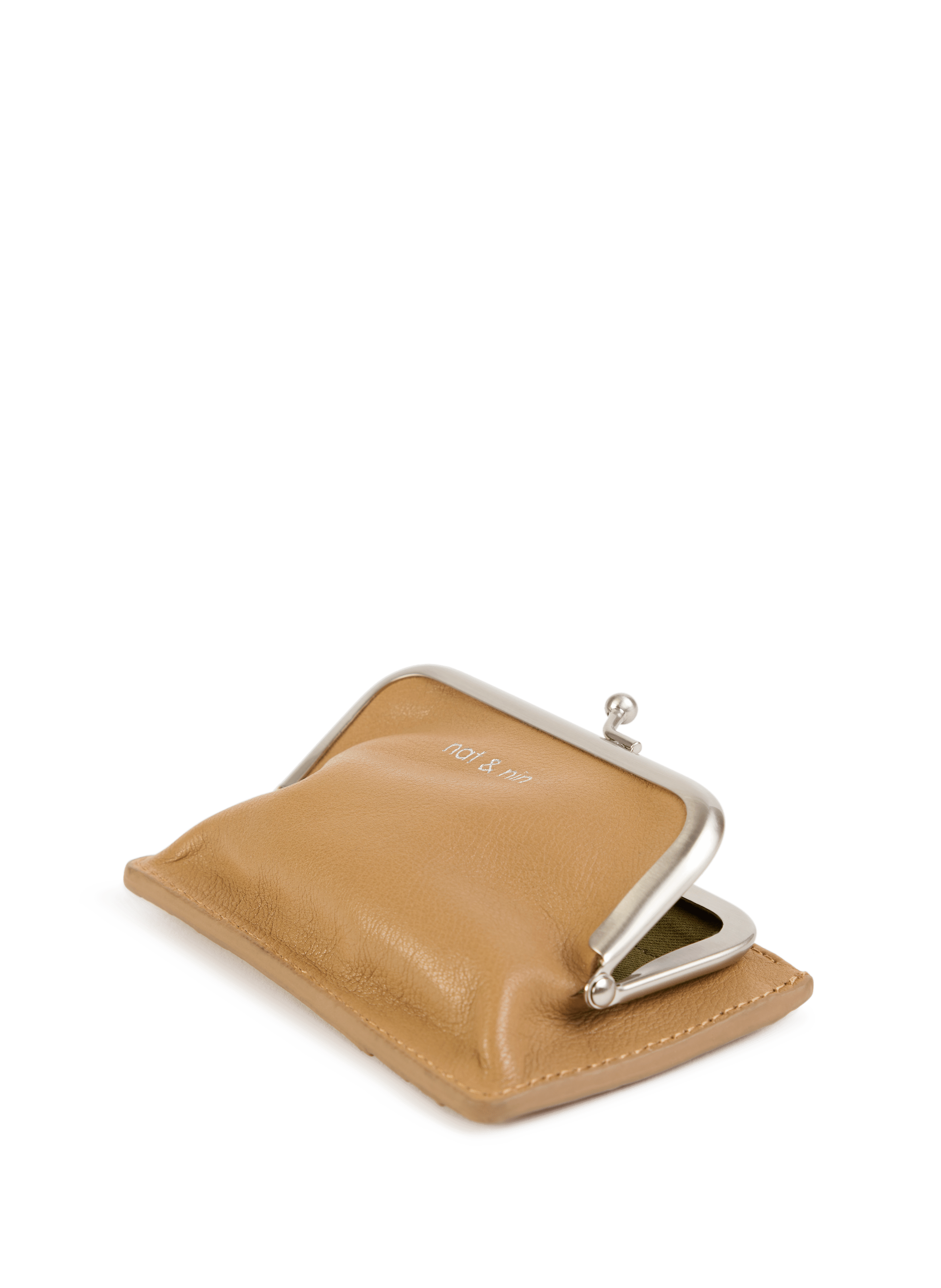 Mira leather coin purse NAT & NIN Beige