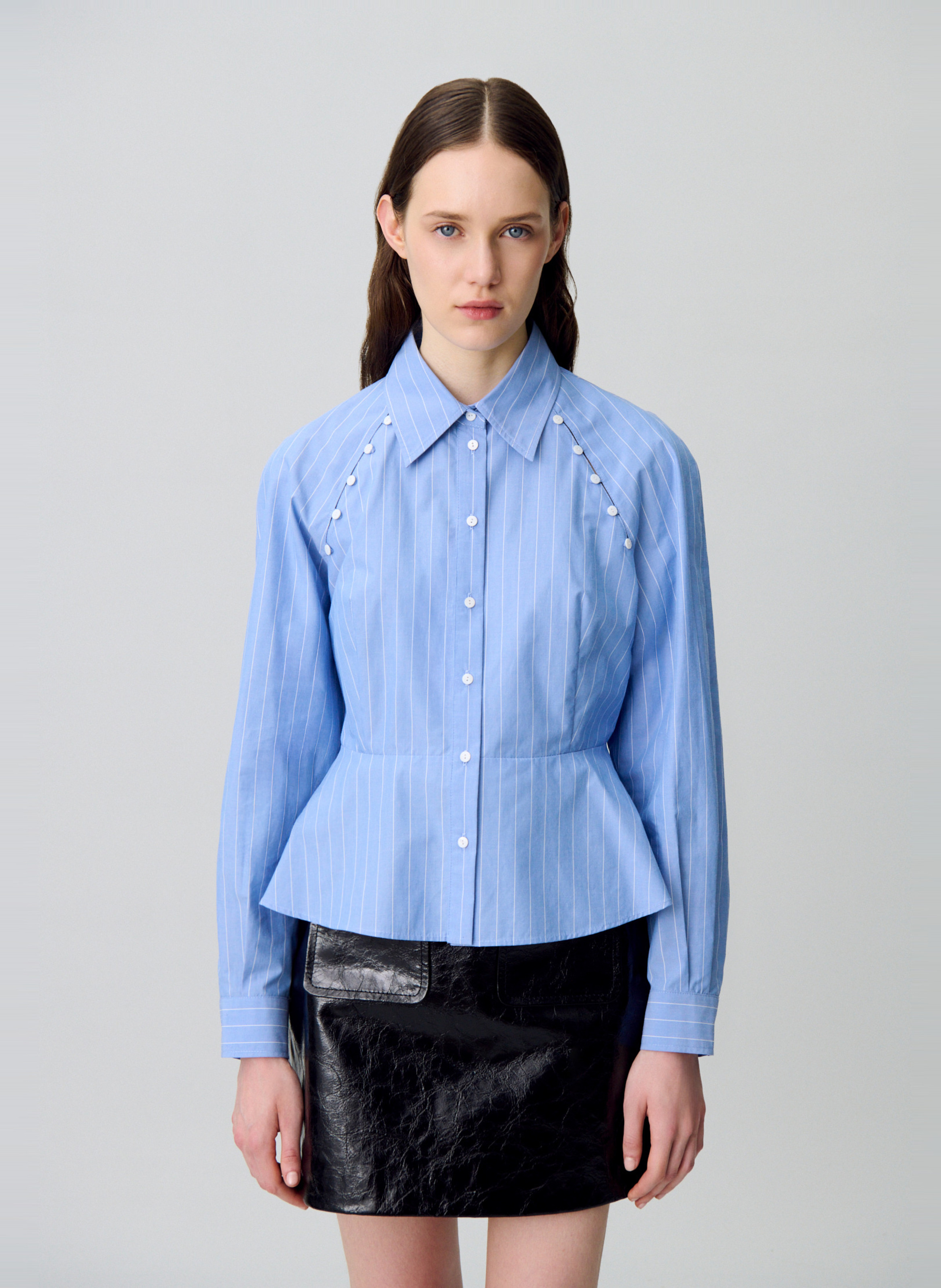 Chemise droite col classique en coton rayé chloelia CLAUDIE PIERLOT Multicolore